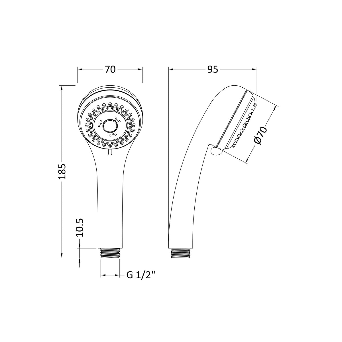 Hype Minimalist Three Function Shower Handset - Chrome