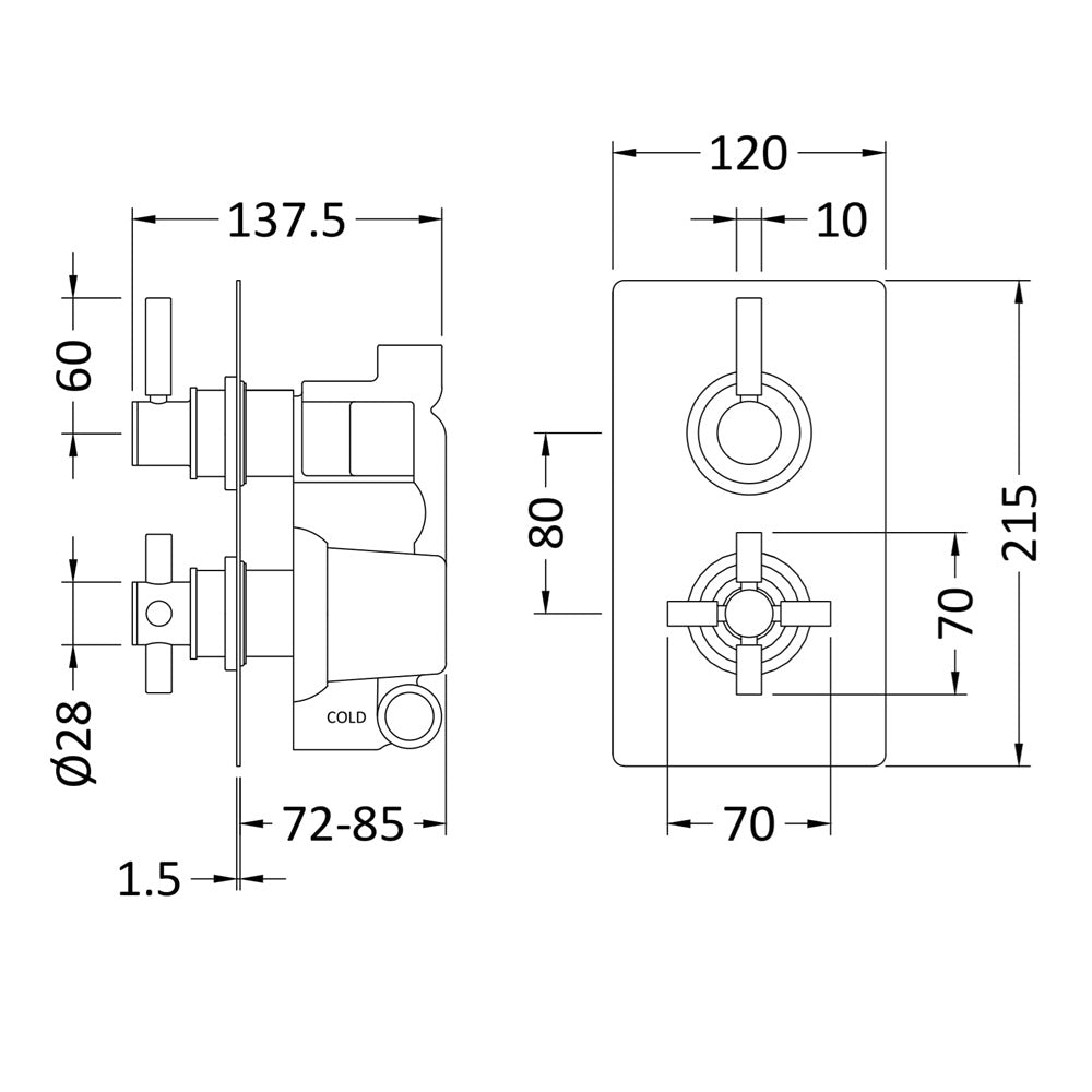 Axiom 2 Outlet Concealed Shower Valve With Diverter