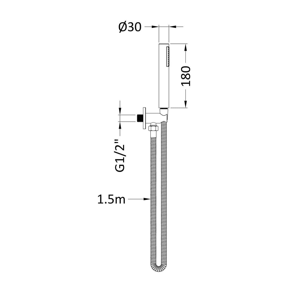 Aura Shower Handset Kit With Round Outlet Elbow - 1230mm