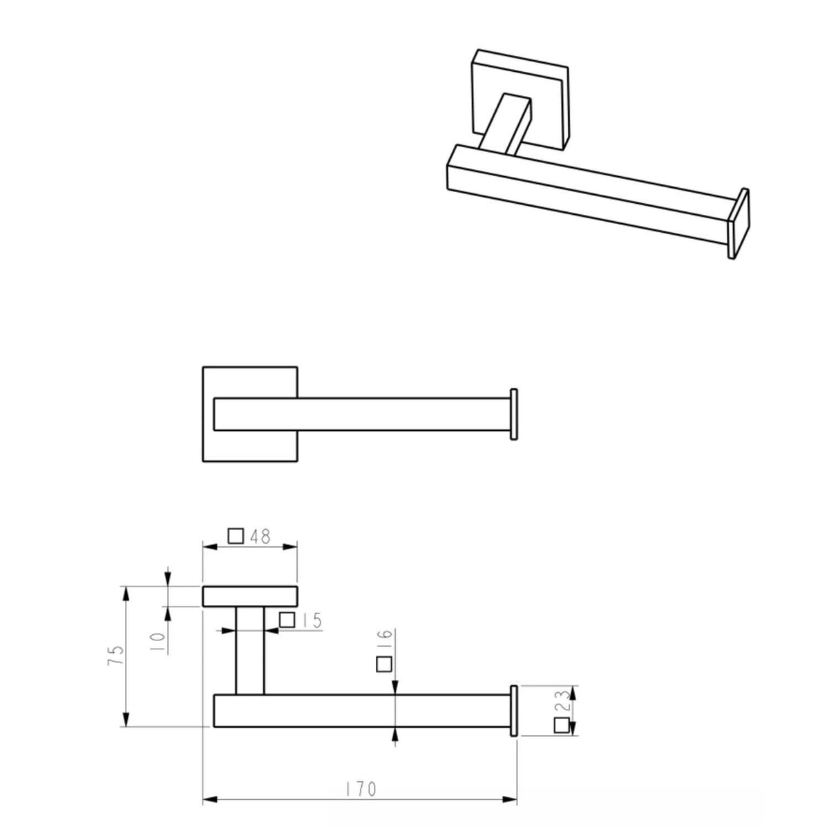Vanta Wall Mounted Modern Toilet Roll Holder - Chrome