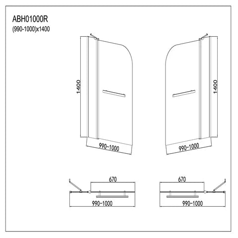 iBathUK Curved Bath Screen with Fixed Return Panel and Towel Rail -  Chrome