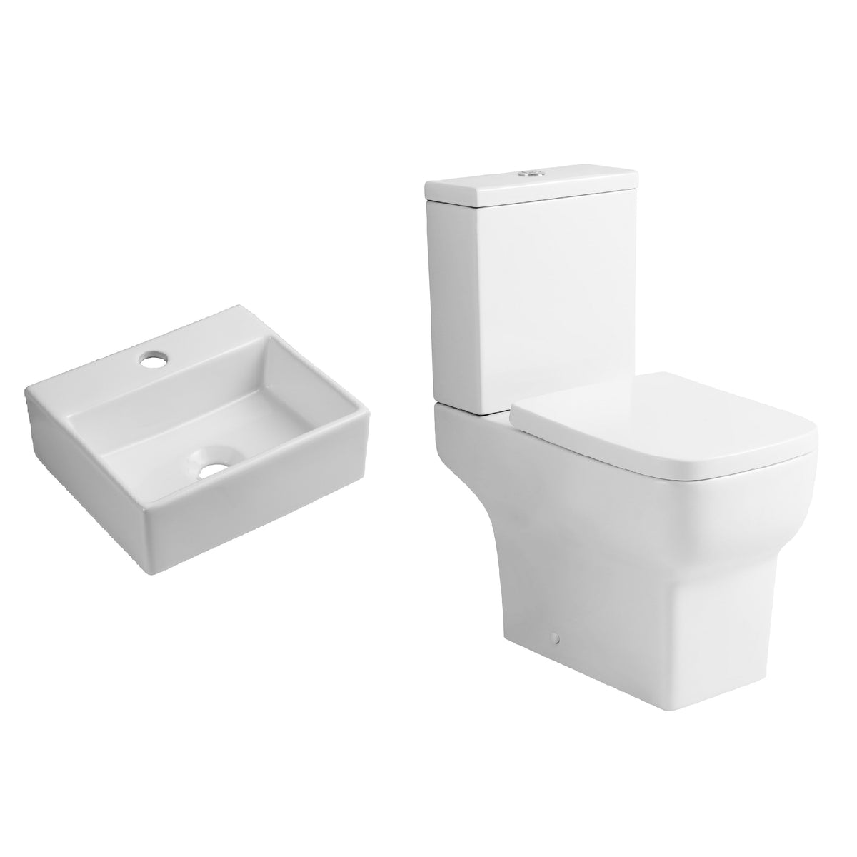 Naples Close Coupled Toilet And Cloakroom Wall Hung Basin Suite - White