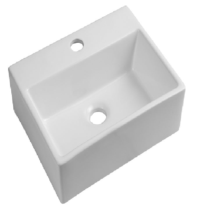 Nio Rectangle Cloakroom Wall Hung Basin - 1 TH - White