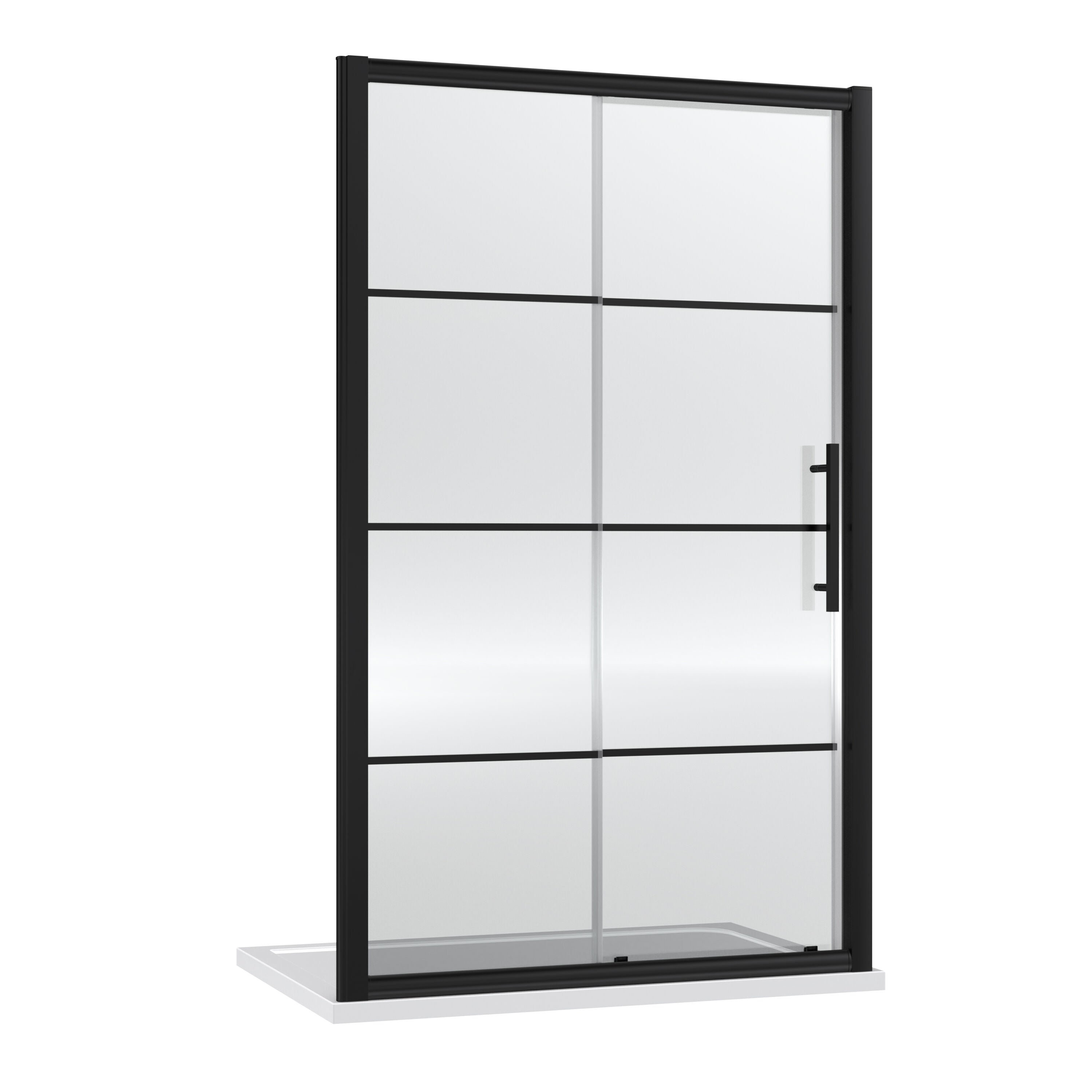 Cove 8mm Glass Recessed Sliding Shower Door - Matt Black