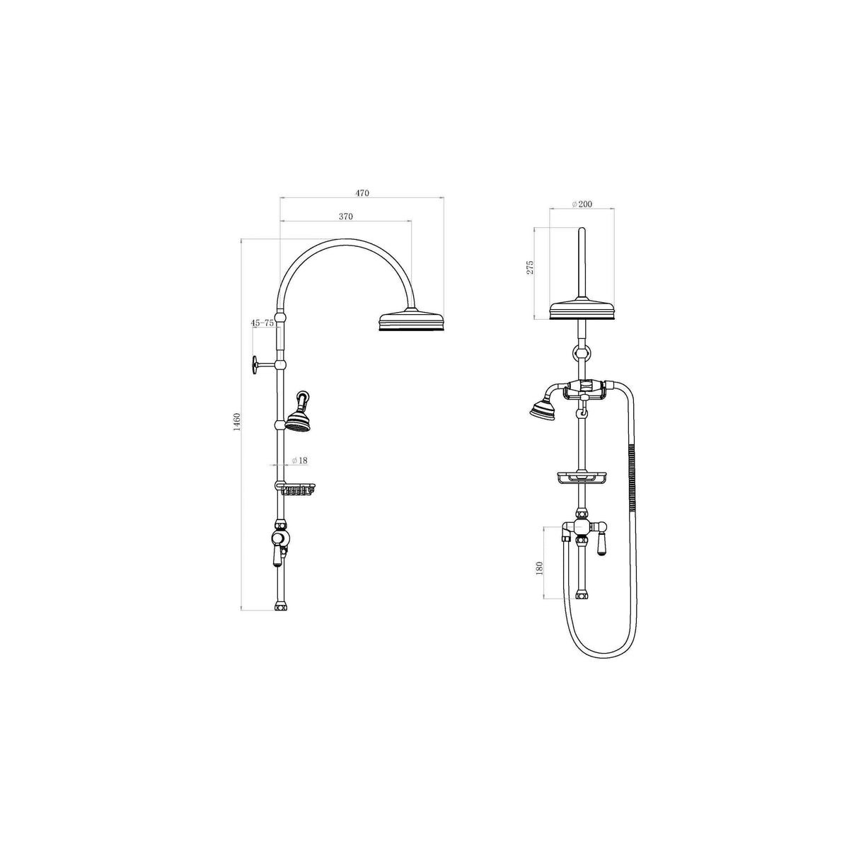Omega Deluxe Grand Rigid Riser Shower Kit - Chrome