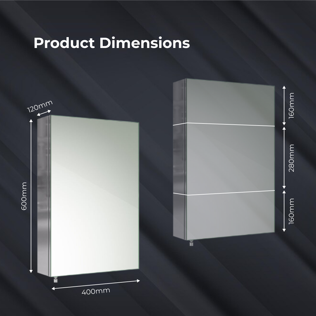 Porto 1 Door Non Illuminated Mirror Cabinet - 600mm x 400mm