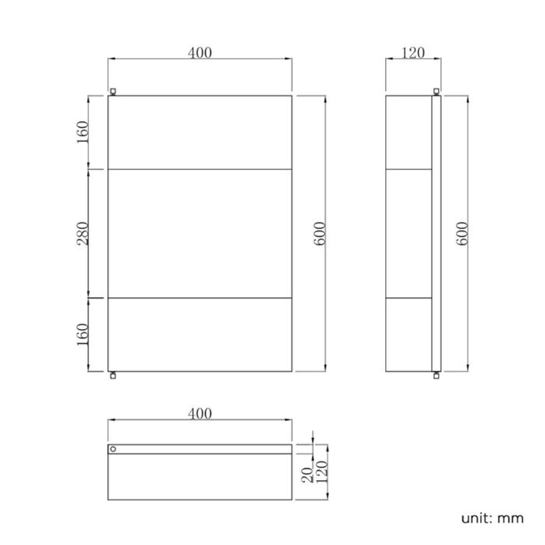 Porto 1 Door Non Illuminated Mirror Cabinet - 600mm x 400mm