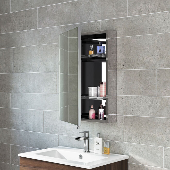 Porto 1 Door Non Illuminated Mirror Cabinet - 600mm x 400mm