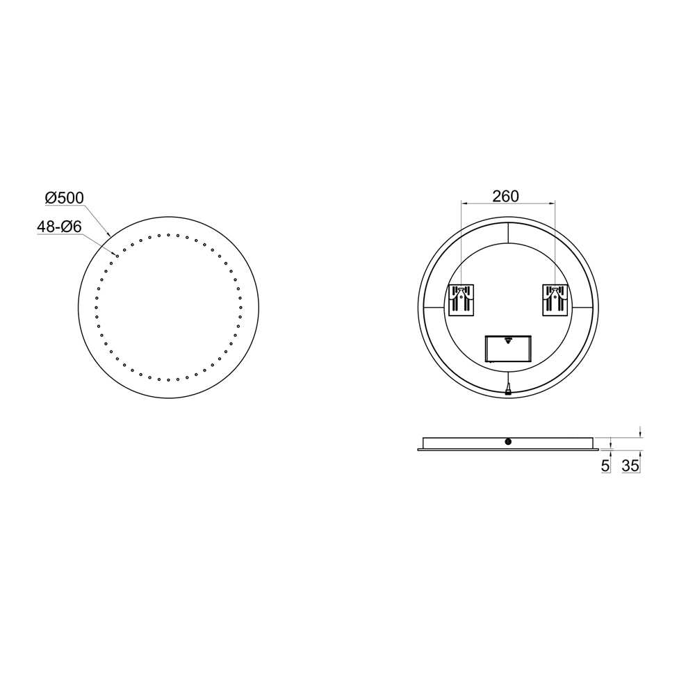 Luna Round LED Illuminated Mirror - 500mm