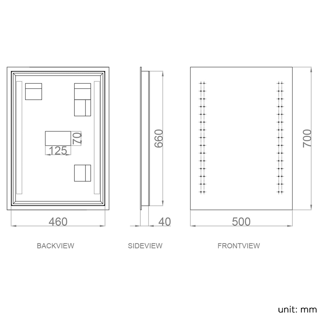 Vega LED Illuminated Rectangular Mirror