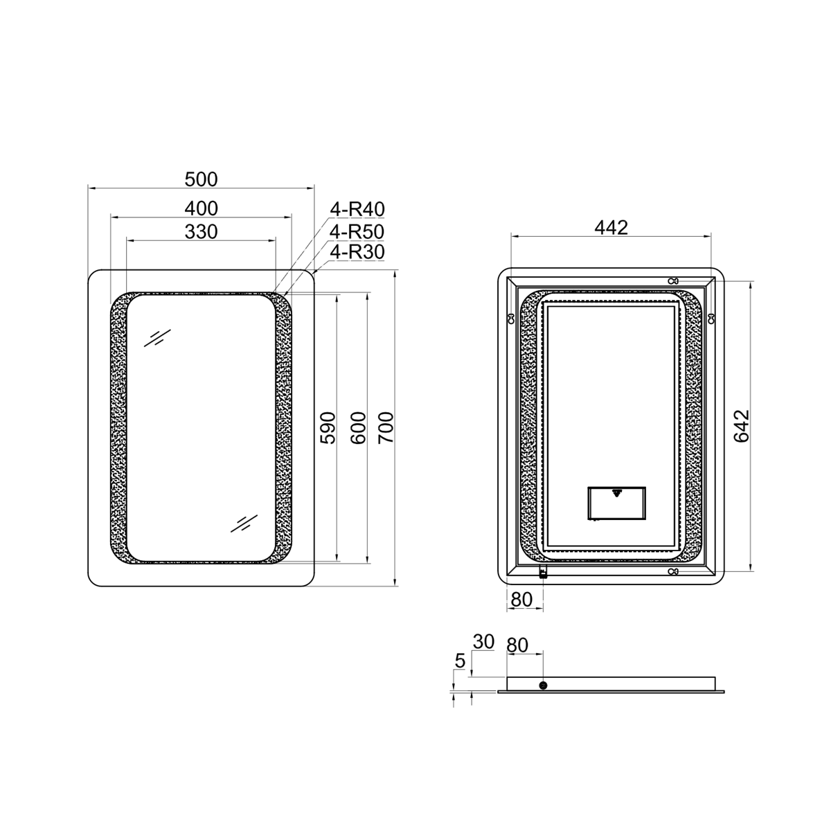 Halo LED Illuminated Mirror - 500mm x 700mm