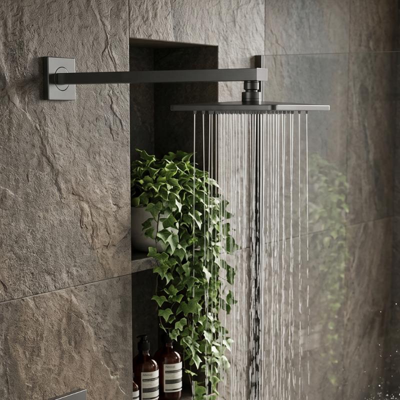 Cora Small Wall Mounted Square Shower Arm - 355mm Long - Chrome