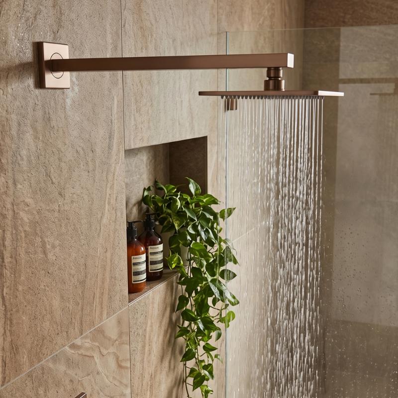 Cora Small Wall Mounted Square Shower Arm - 355mm Long - Chrome
