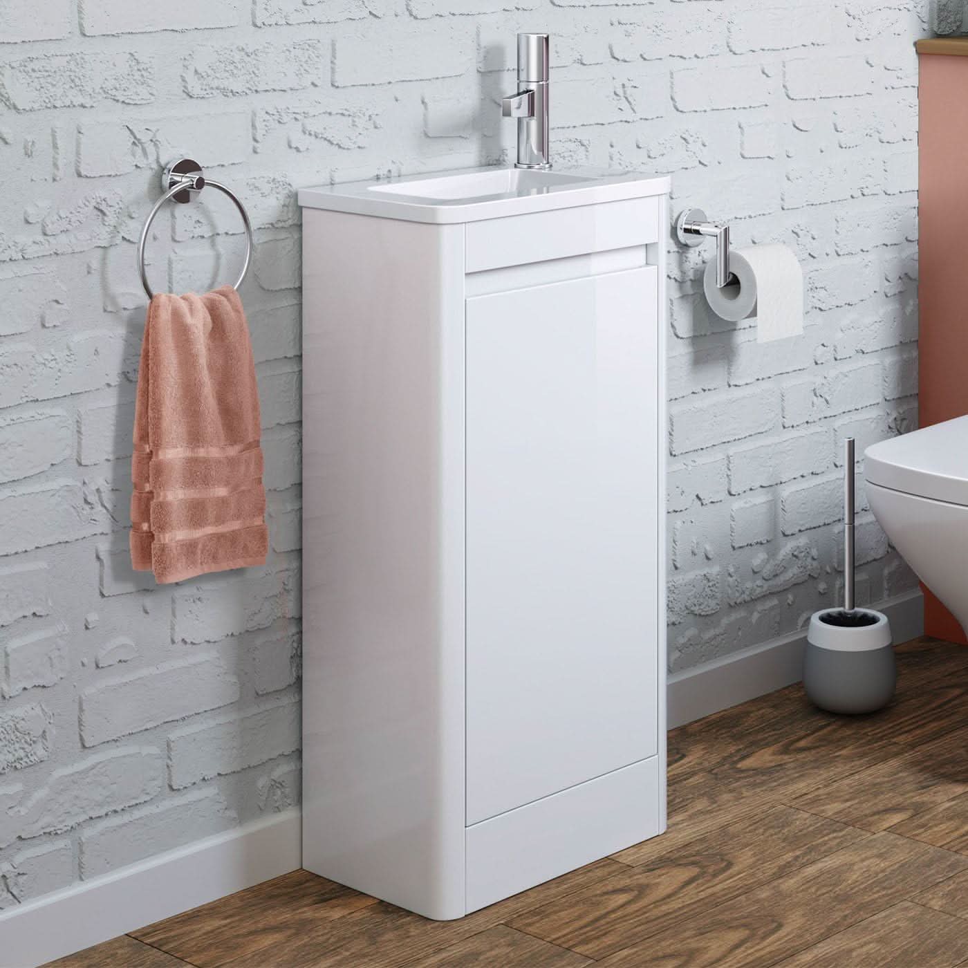 iBathUK Denver 400mm Floorstanding Cloakroom Vanity Unit with Basin
