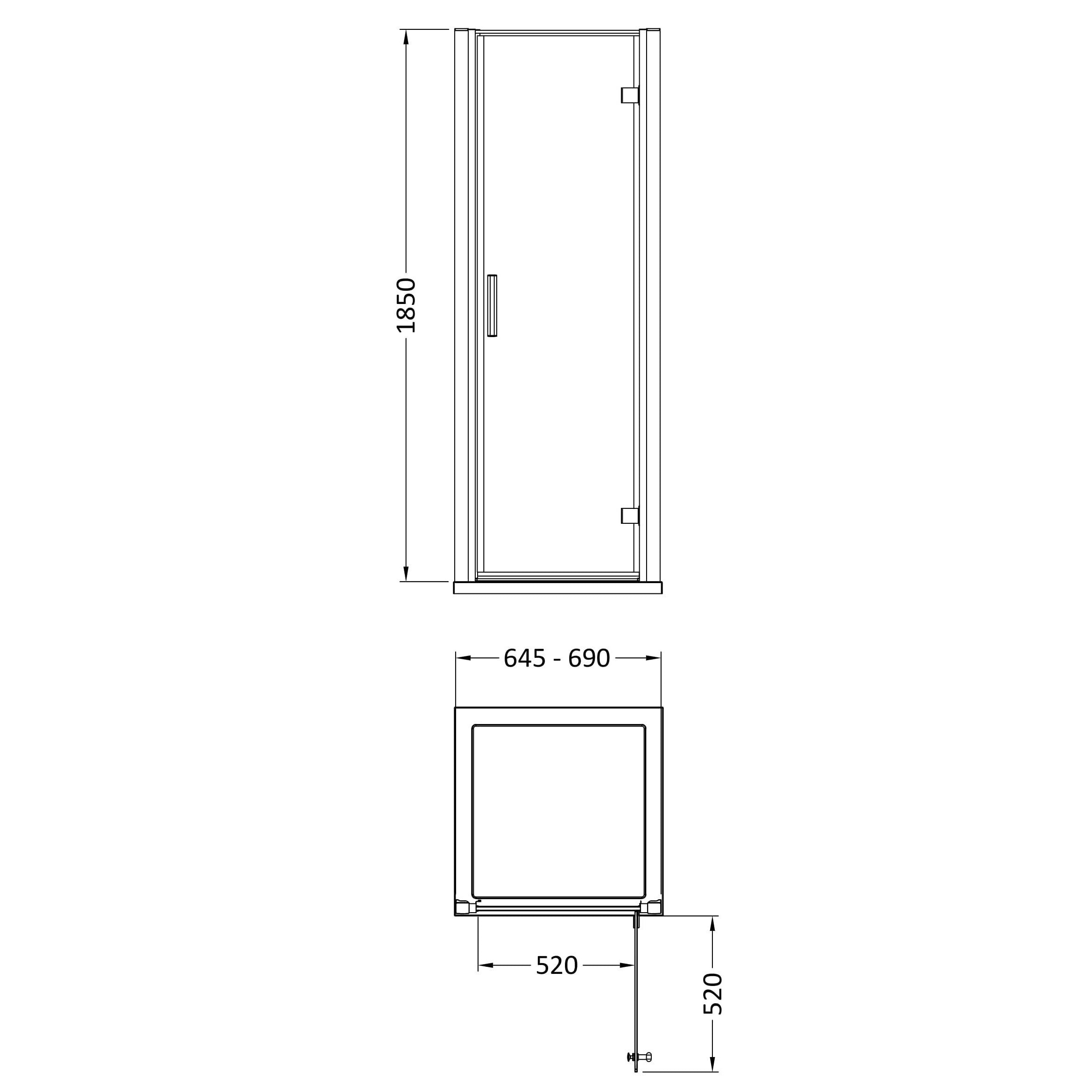 Nuda 6mm Glass Hinged Shower Door - Chrome