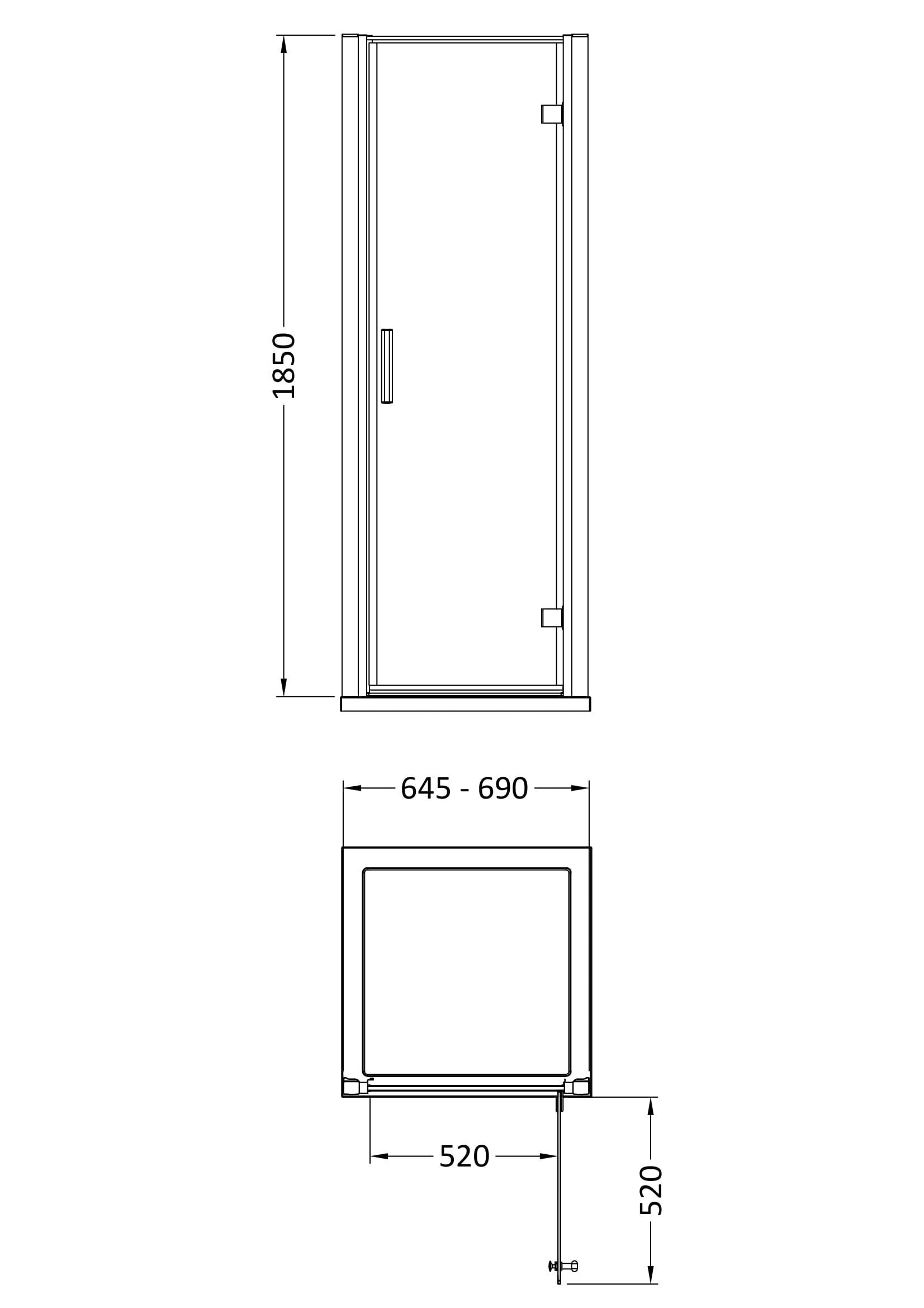 Nuda 6mm Glass Hinged Shower Door - Chrome