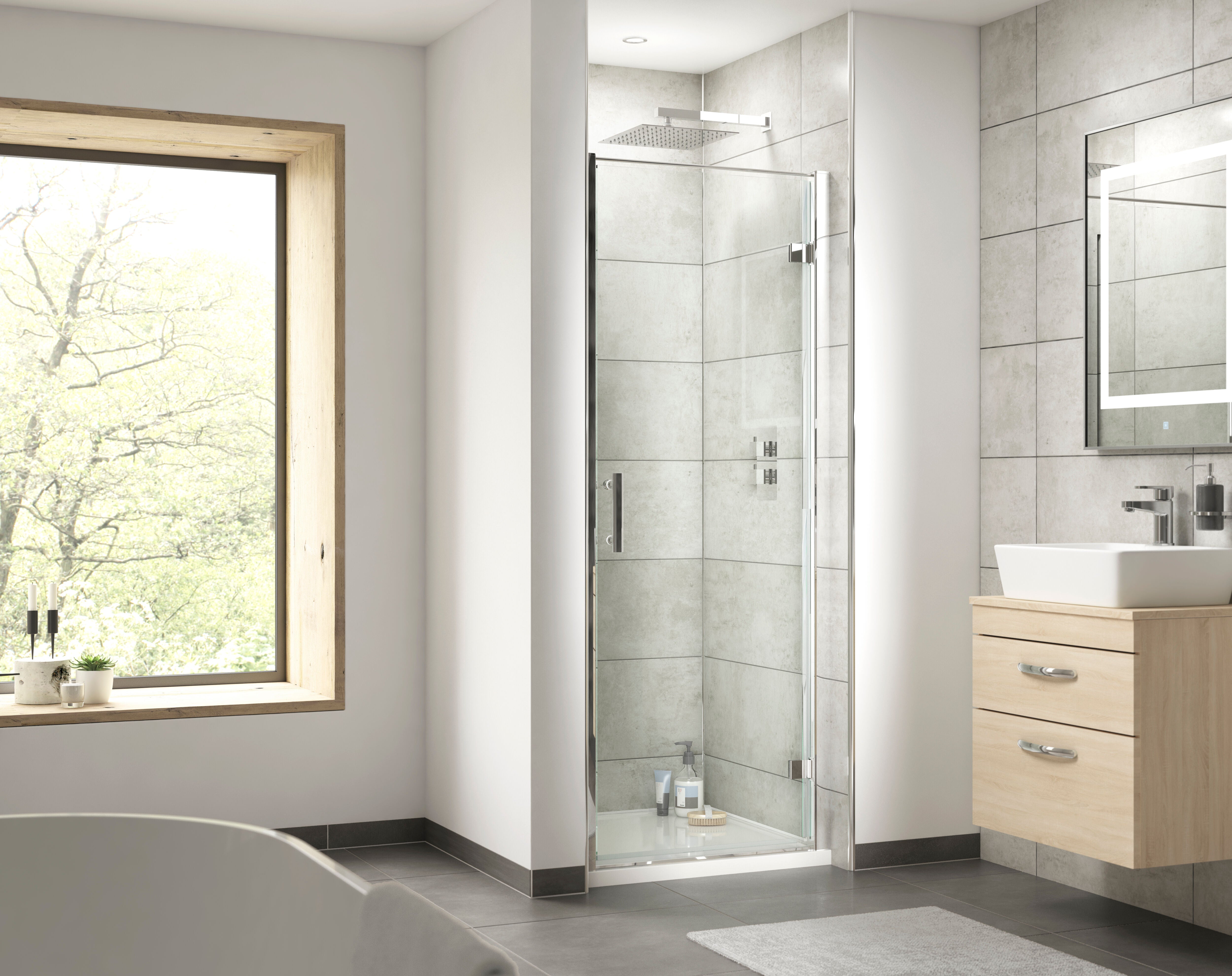 Nuda 6mm Glass Hinged Shower Door - Chrome