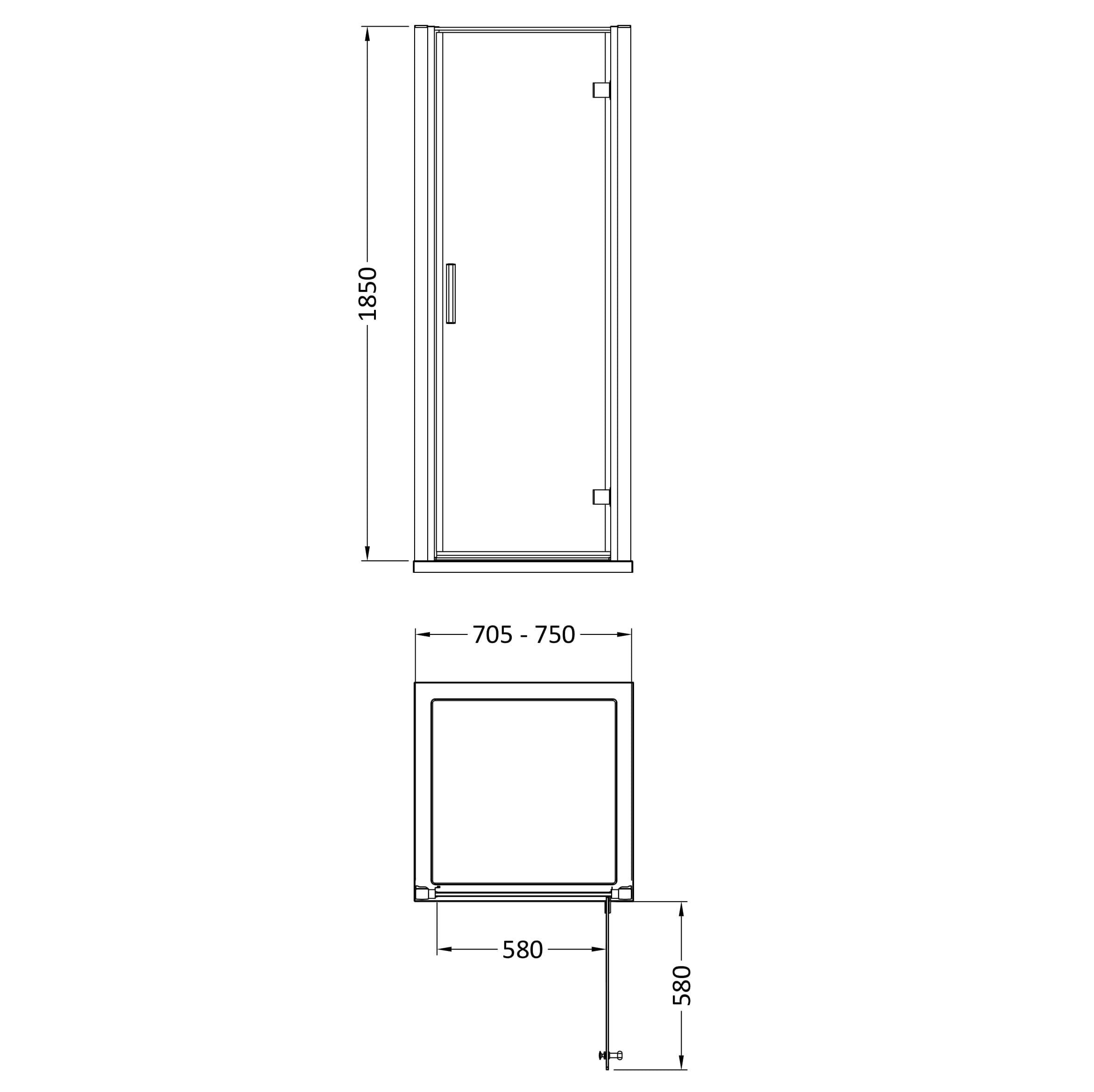 Nuda 6mm Glass Hinged Shower Door - Chrome