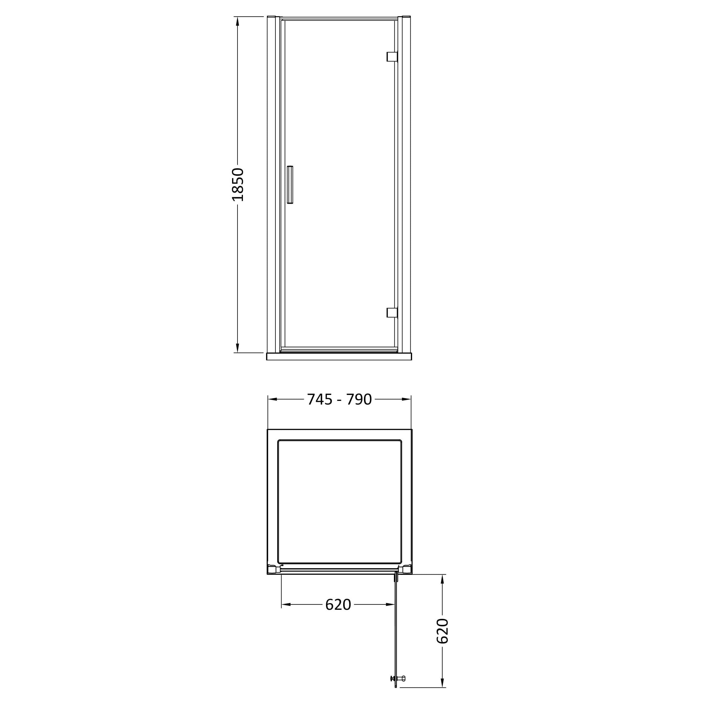 Nuda 6mm Glass Hinged Shower Door - Chrome