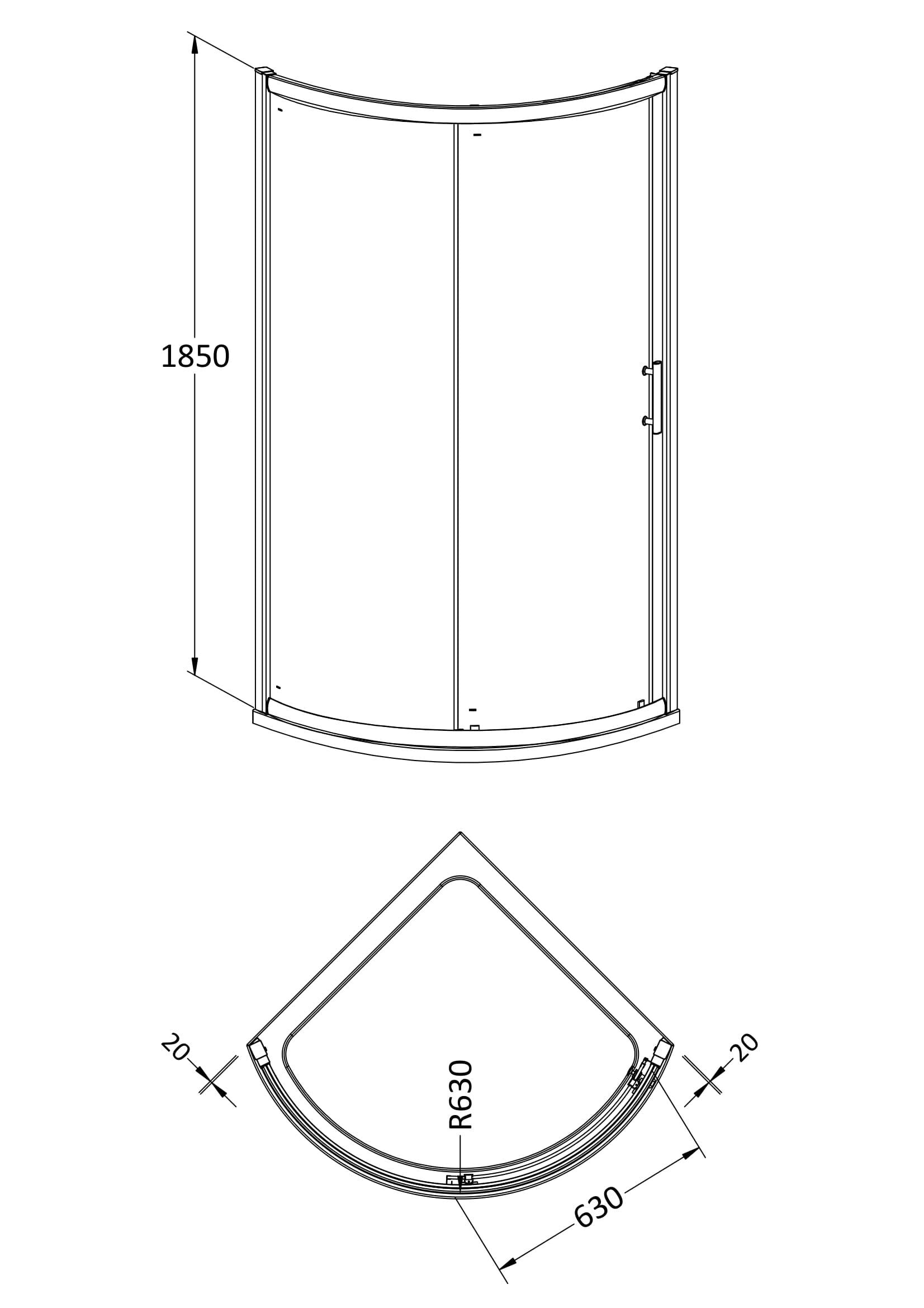 Nuda 6mm Glass Single Entry Quadrant Shower Enclosure - Chrome