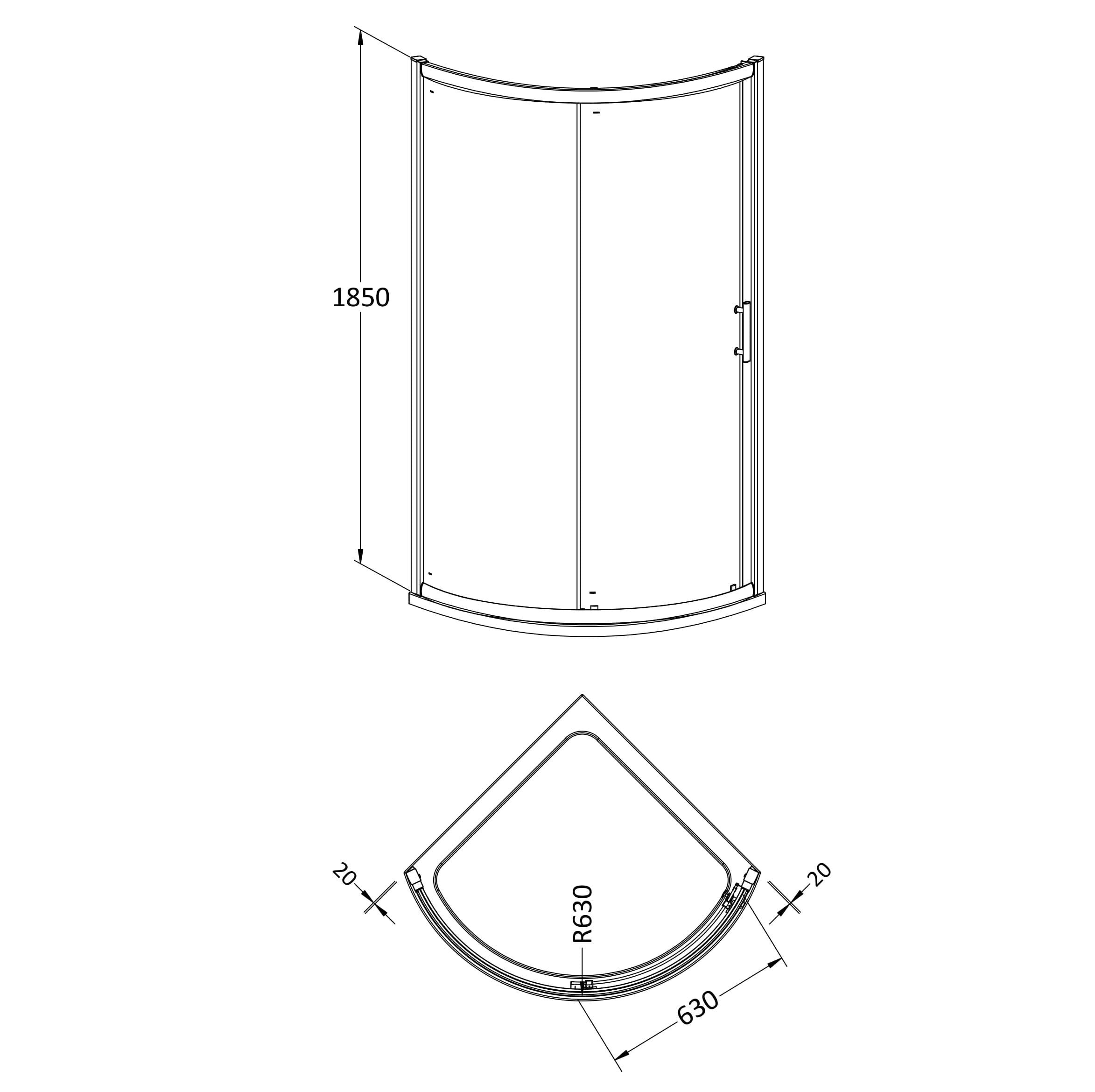 Nuda 6mm Glass Single Entry Quadrant Shower Enclosure - Chrome
