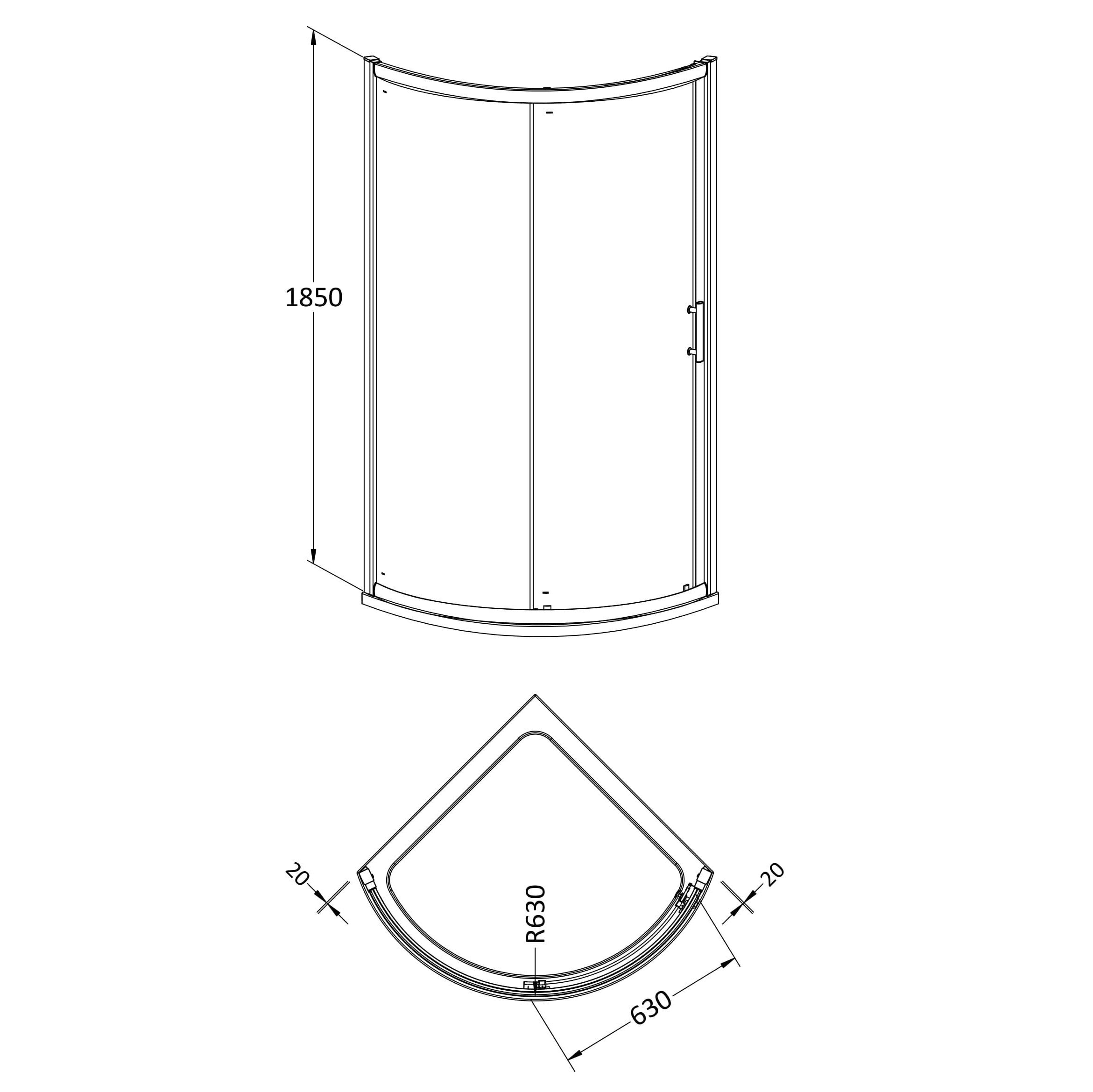 Nuda 6mm Glass Single Entry Quadrant Shower Enclosure - Chrome