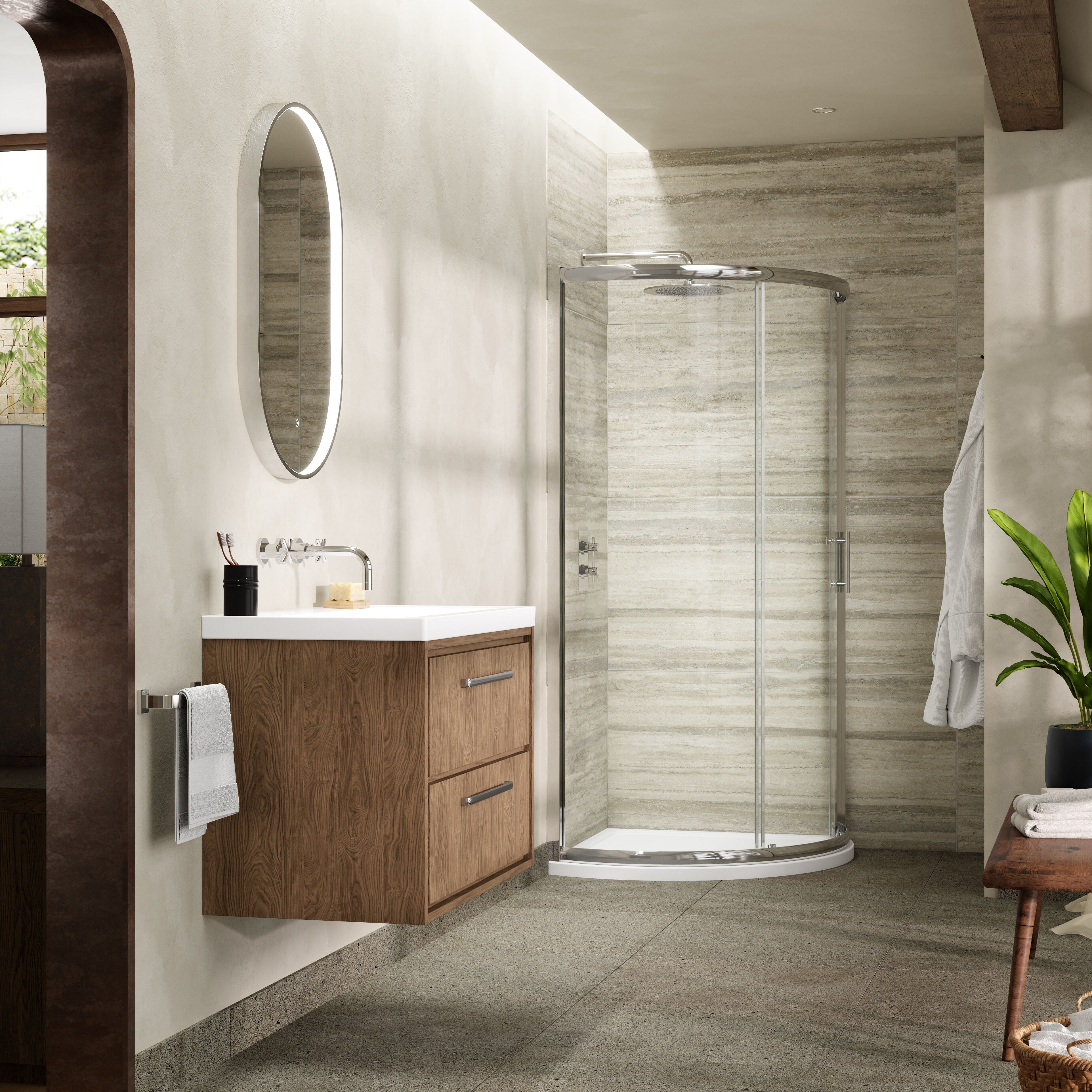 Nuda 6mm Glass Single Entry Quadrant Shower Enclosure - Chrome