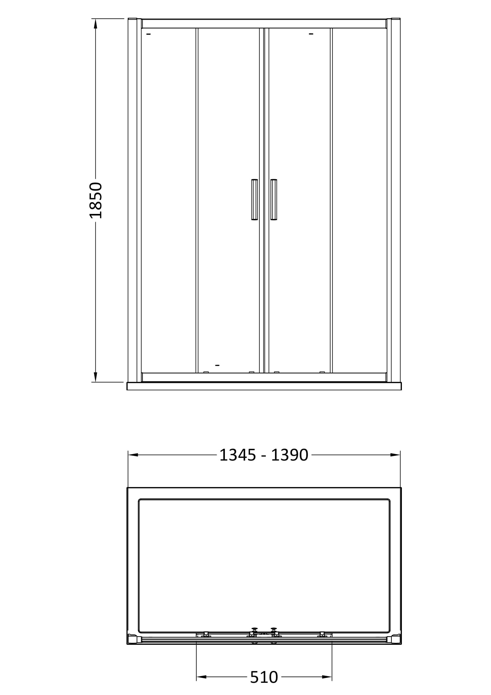Nuda 6mm Glass Double Sliding Shower Door - Chrome