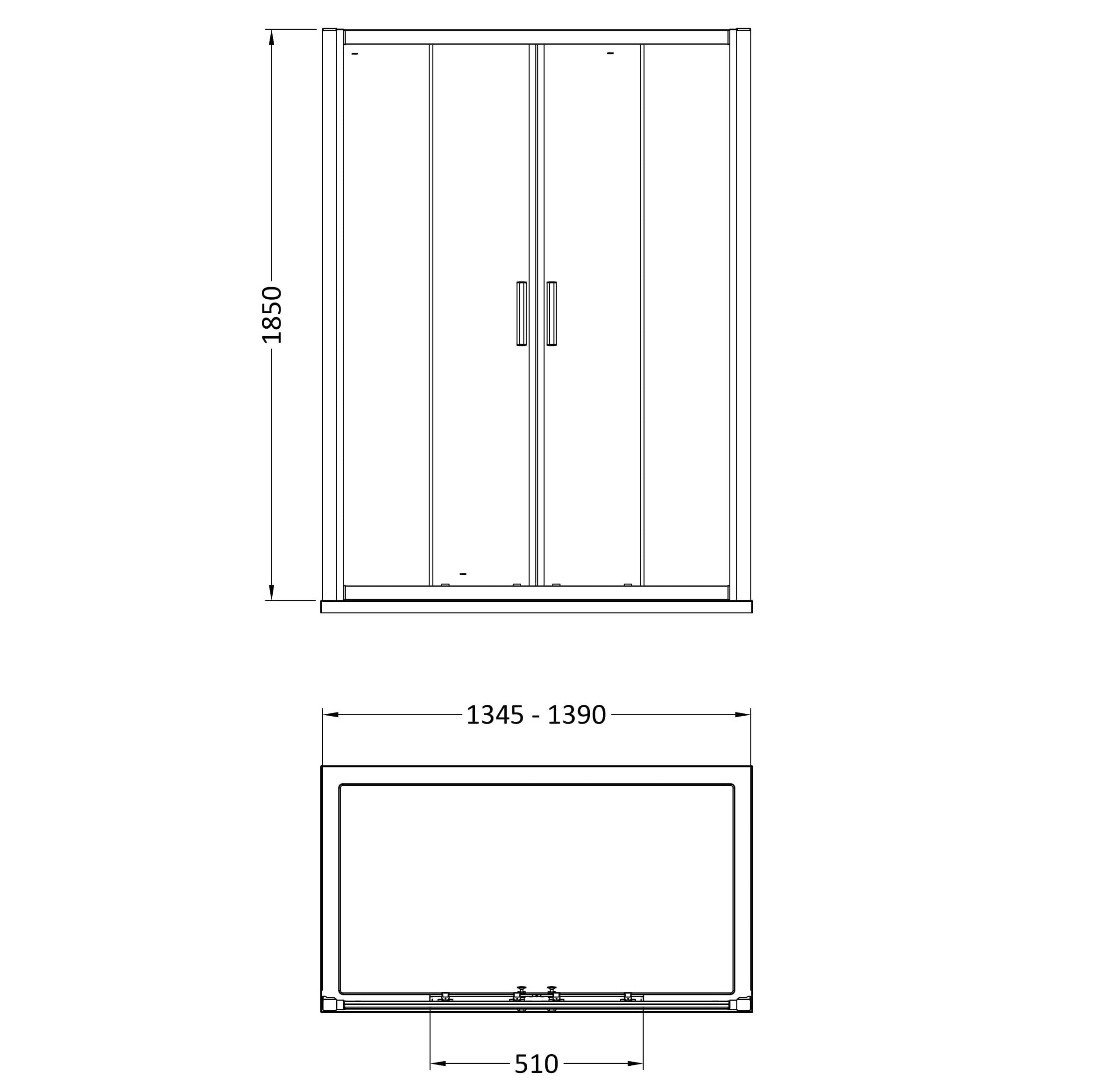 Nuda 6mm Glass Double Sliding Shower Door - Chrome