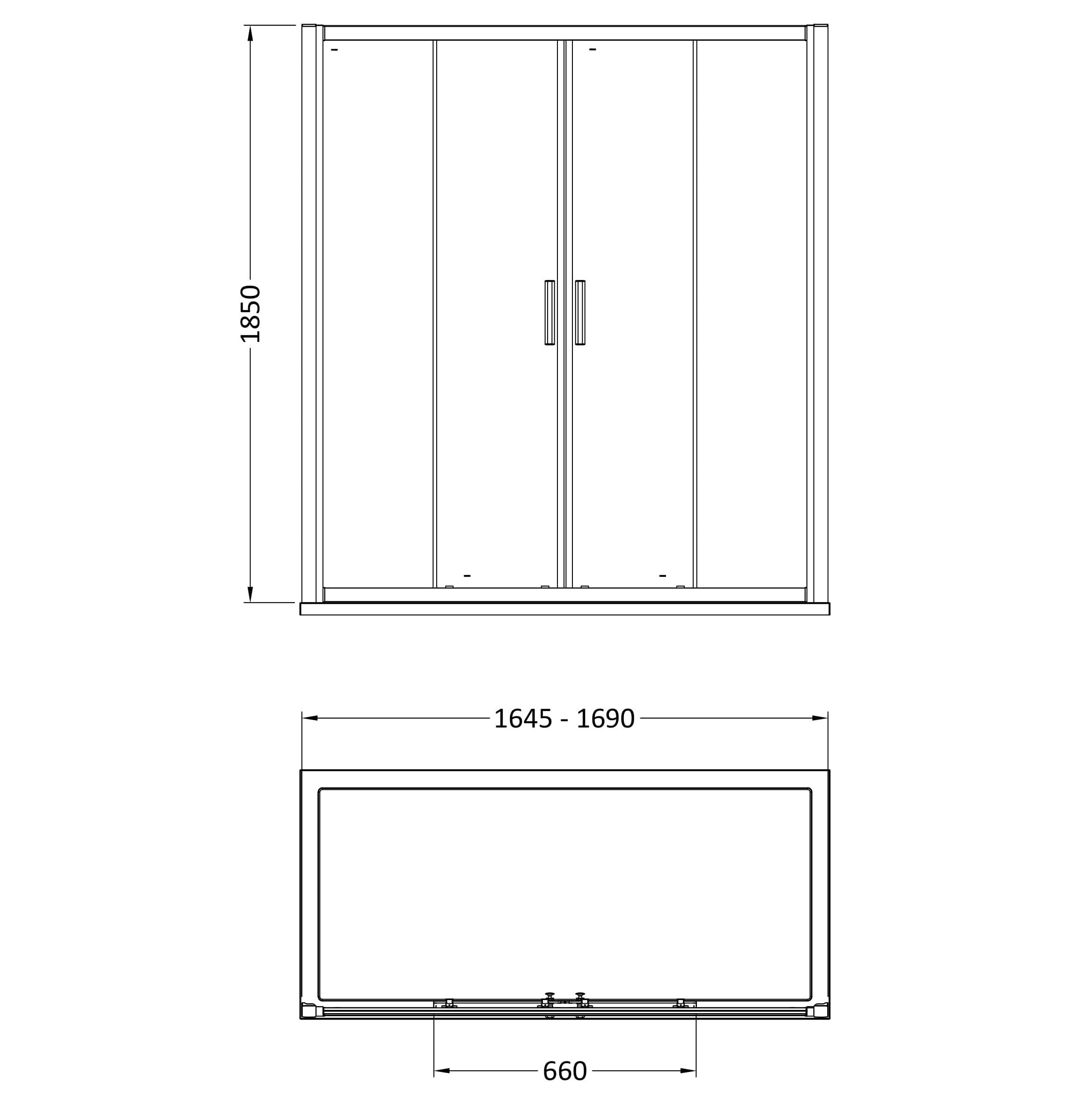 Nuda 6mm Glass Double Sliding Shower Door - Chrome