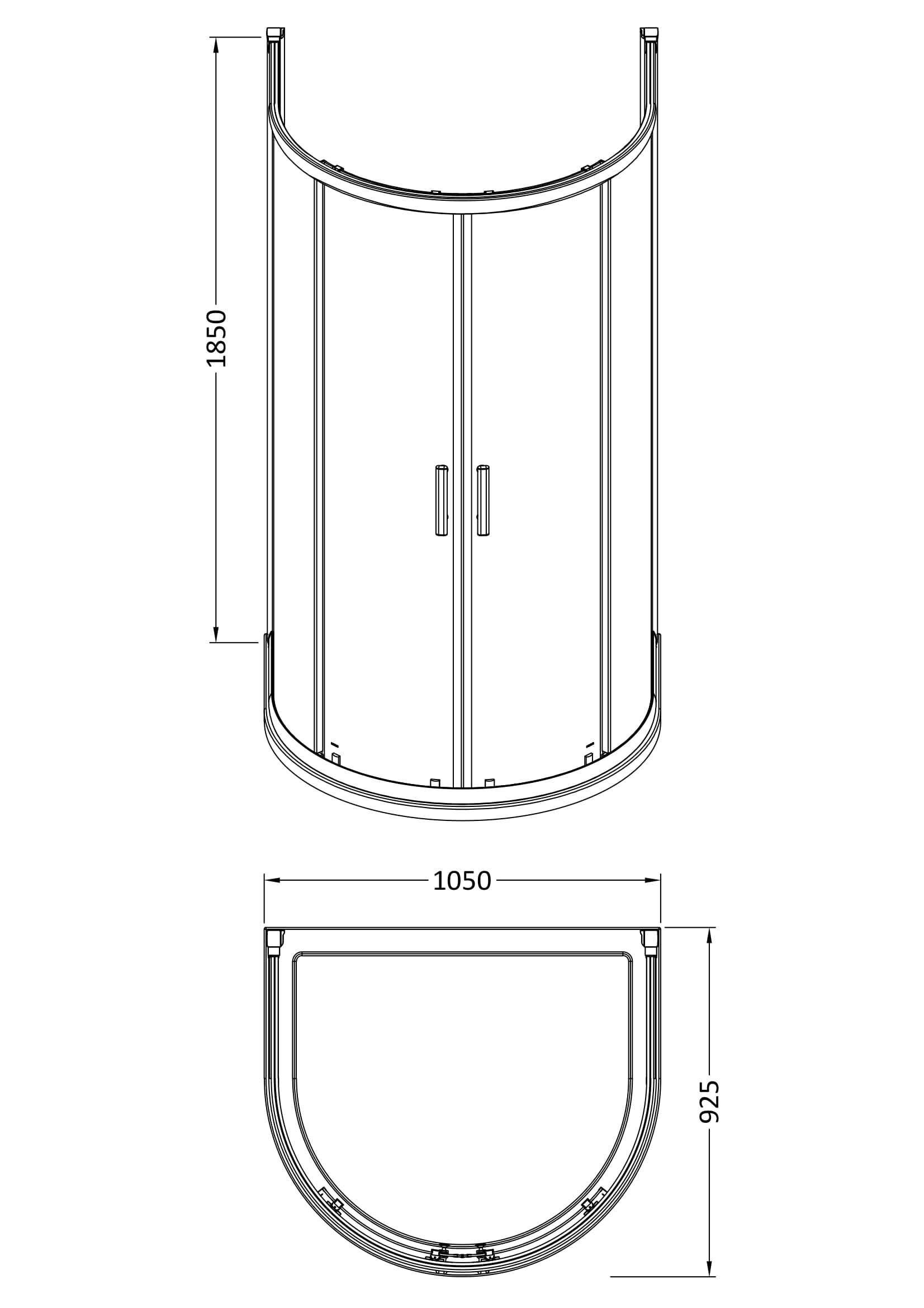 Nuda 6mm Toughened Glass D-Shaped Shower Enclosure - Chrome