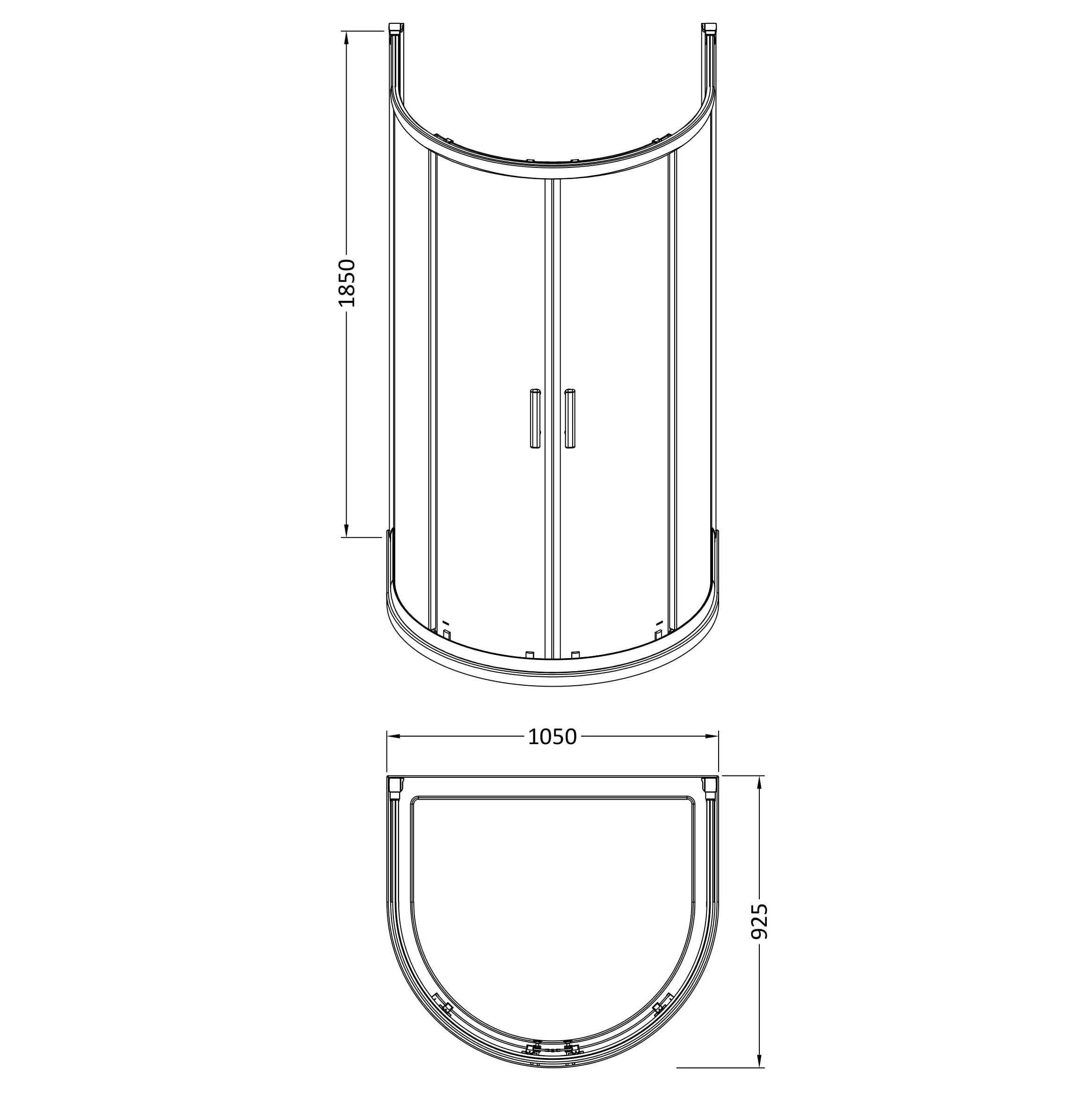 Nuda 6mm Toughened Glass D-Shaped Shower Enclosure - Chrome