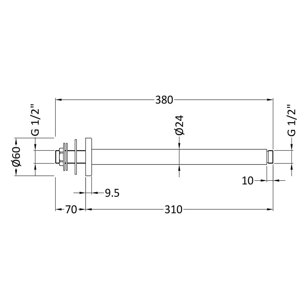 Cora Round Ceiling Mounted Shower Arm - 310mm Long