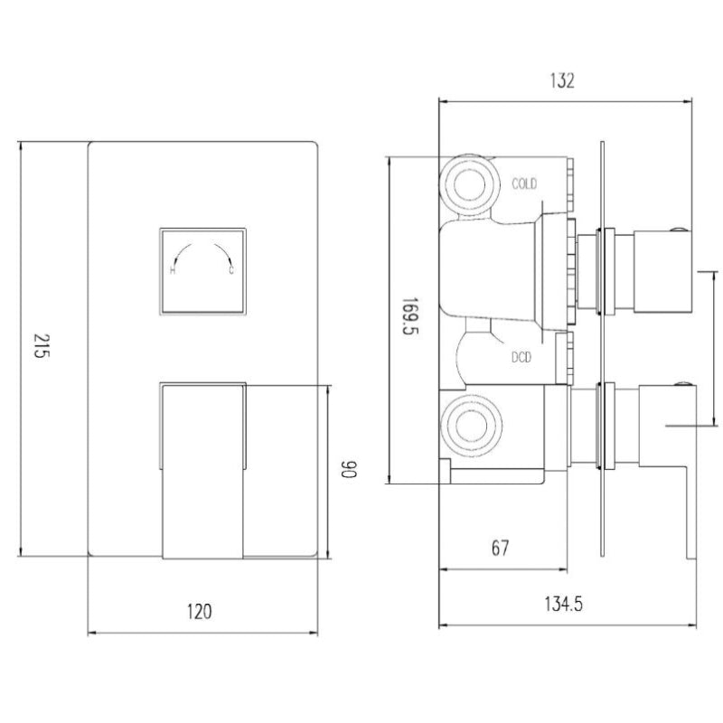 Modus 2 Outlet Concealed Shower Valve With Diverter - Chrome