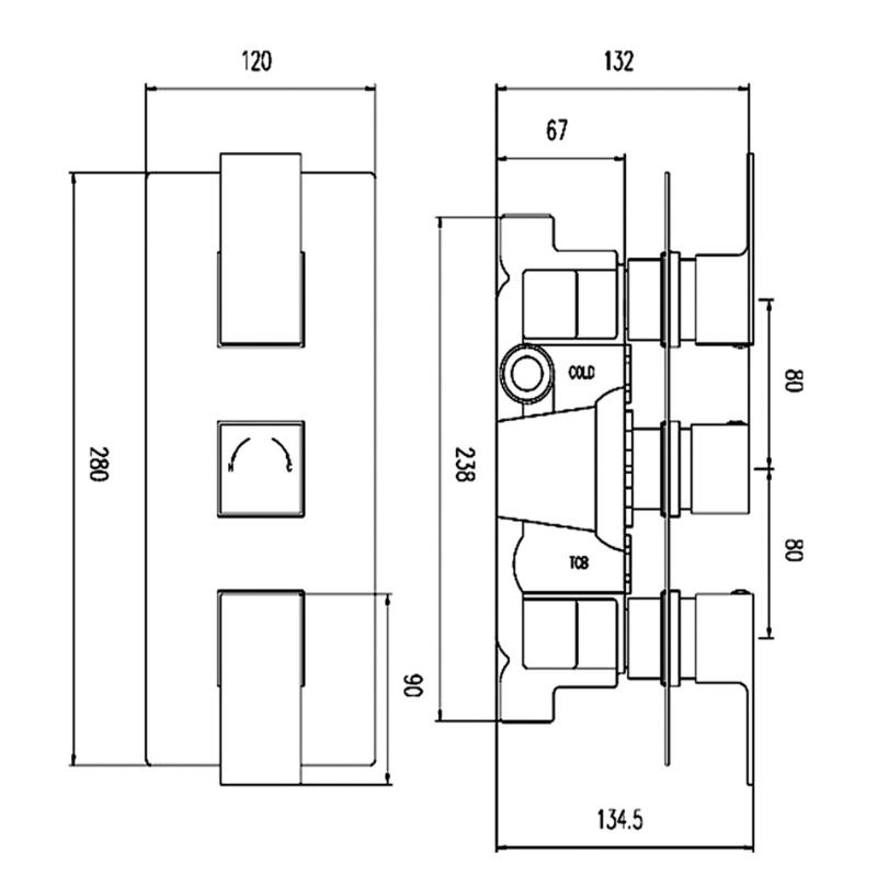 Modus 2 Outlet Thermostatic Concealed Shower Valve - Chrome