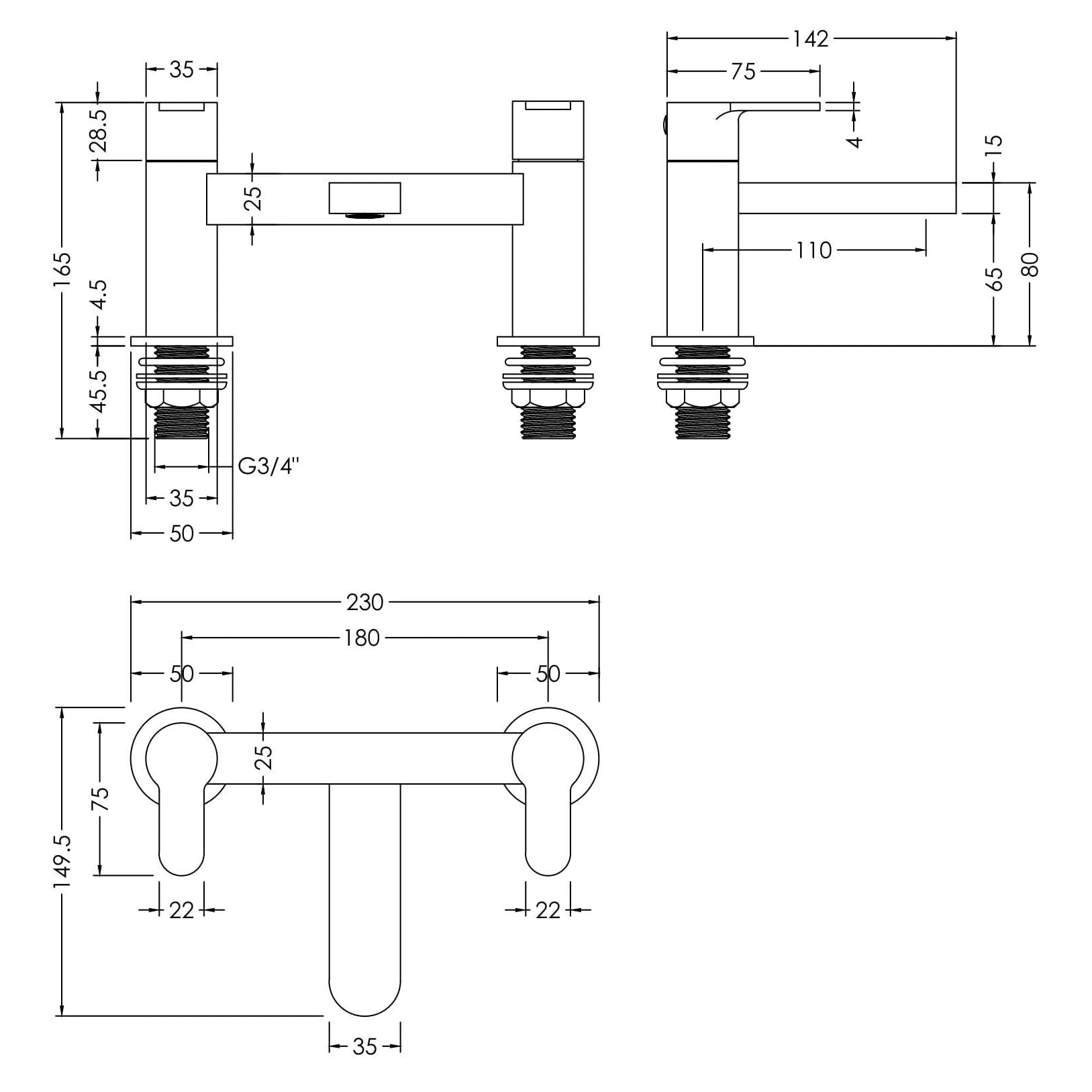 Astor Deck Mounted Bath Filler Tap