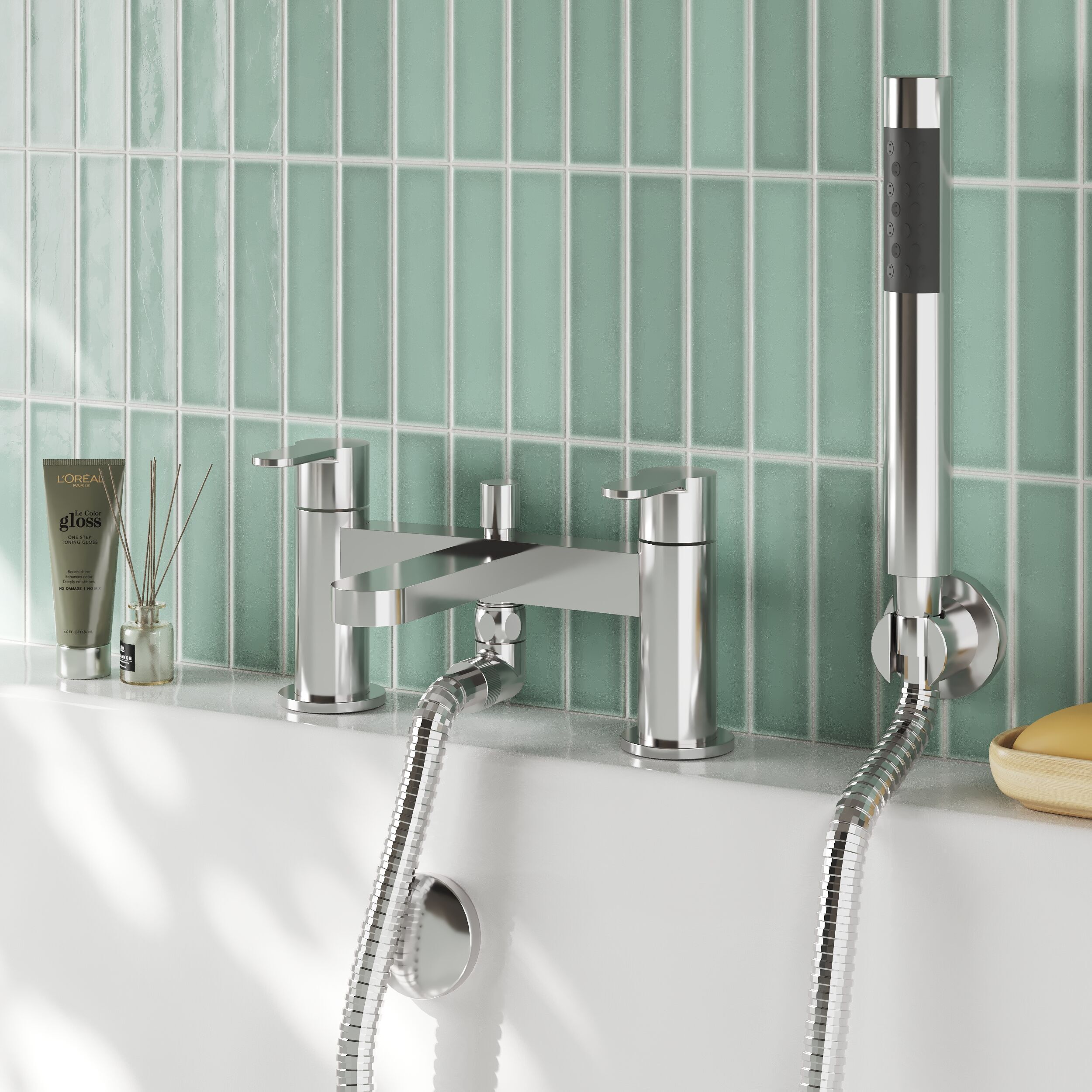 Astor Deck Mounted Bath Shower Mixer Tap With Handset - Chrome