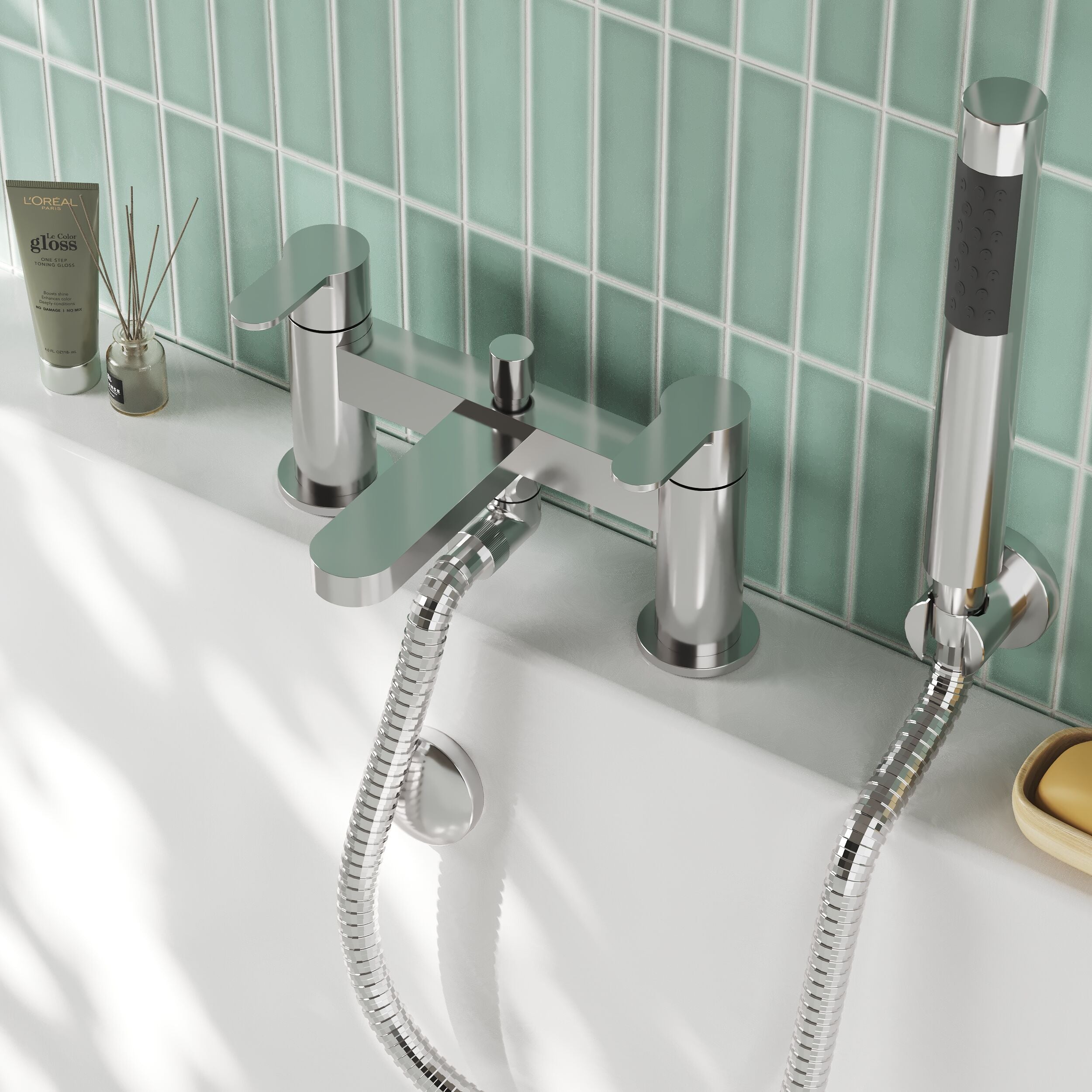 Astor Deck Mounted Bath Shower Mixer Tap With Handset - Chrome