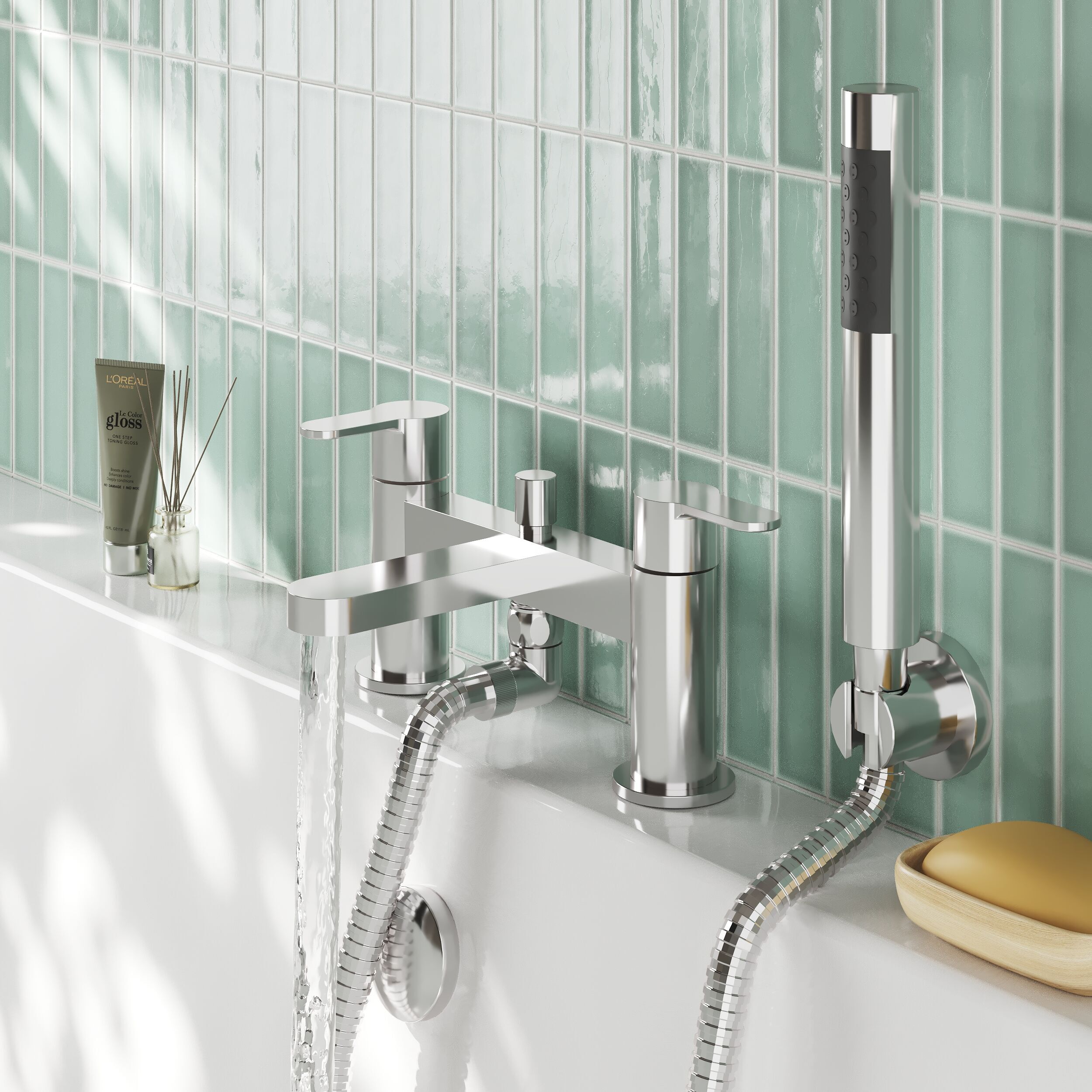 Astor Deck Mounted Bath Shower Mixer Tap With Handset - Chrome