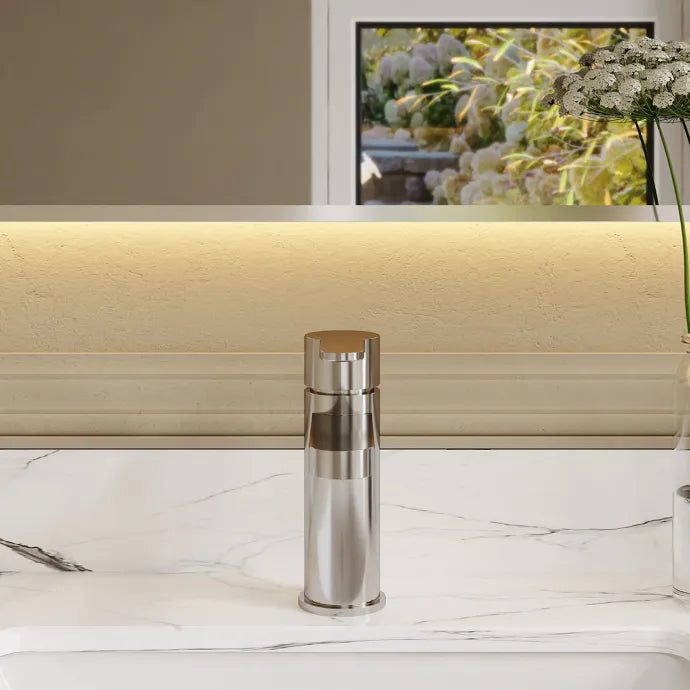 Astor Eco Mono Basin Mixer Tap With Push Button Waste - Chrome