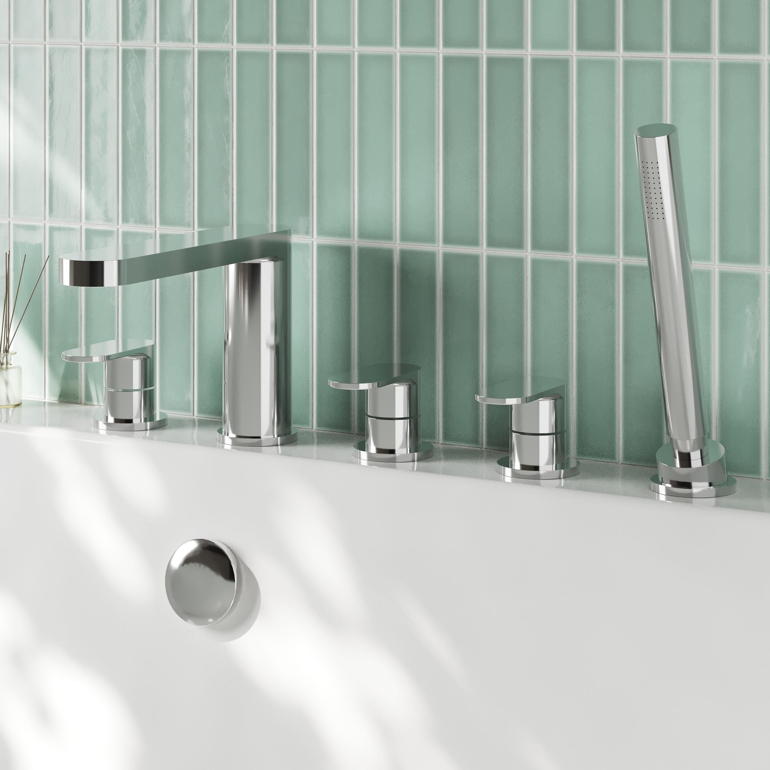 Astor 5 Hole Deck Mounted Bath Shower Mixer Tap - Chrome