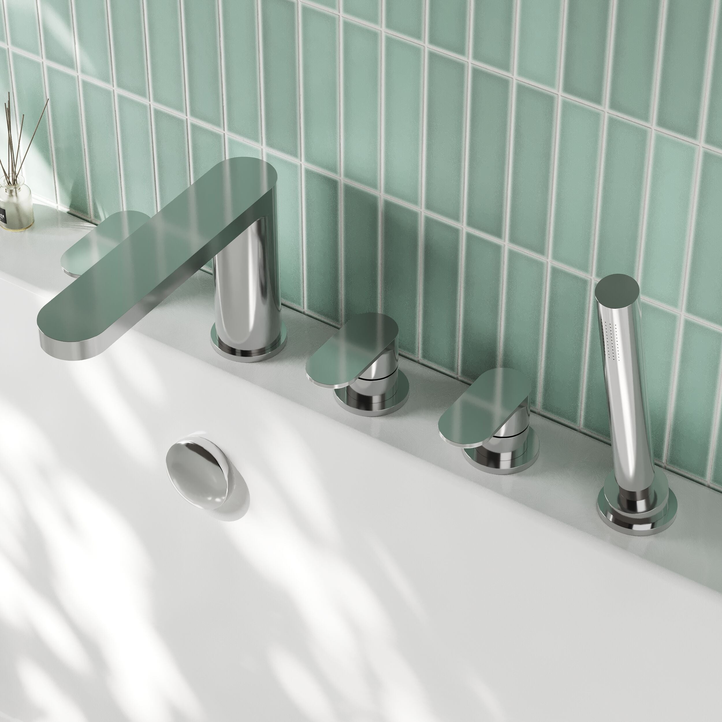 Astor 5 Hole Deck Mounted Bath Shower Mixer Tap - Chrome