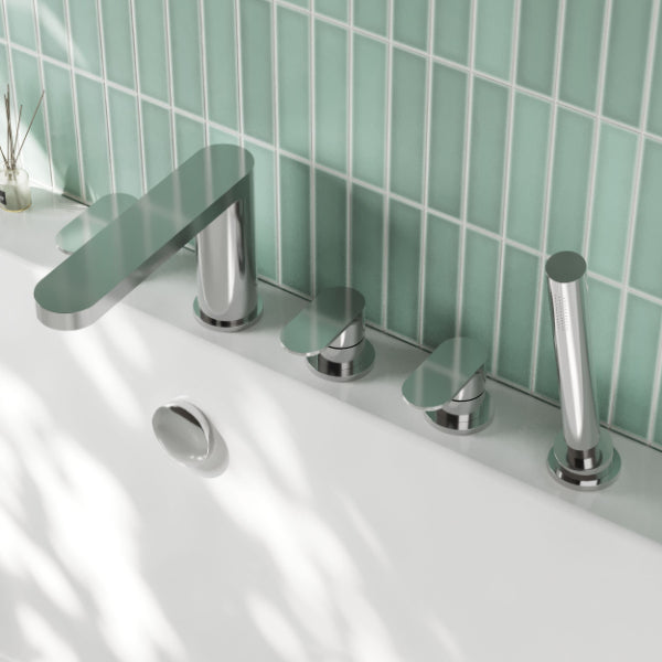 Astor 5 Hole Deck Mounted Bath Shower Mixer Tap - Chrome