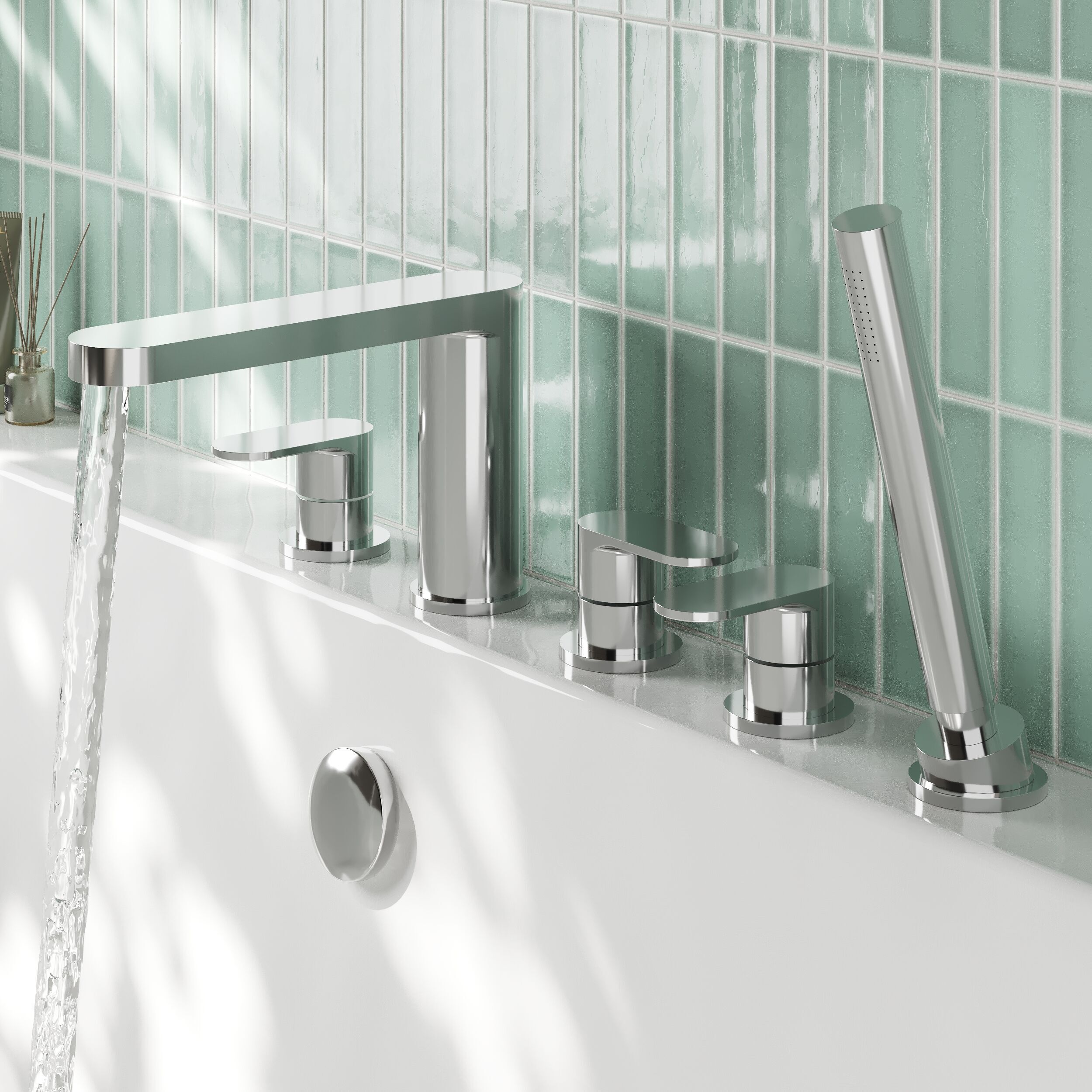 Astor 5 Hole Deck Mounted Bath Shower Mixer Tap - Chrome