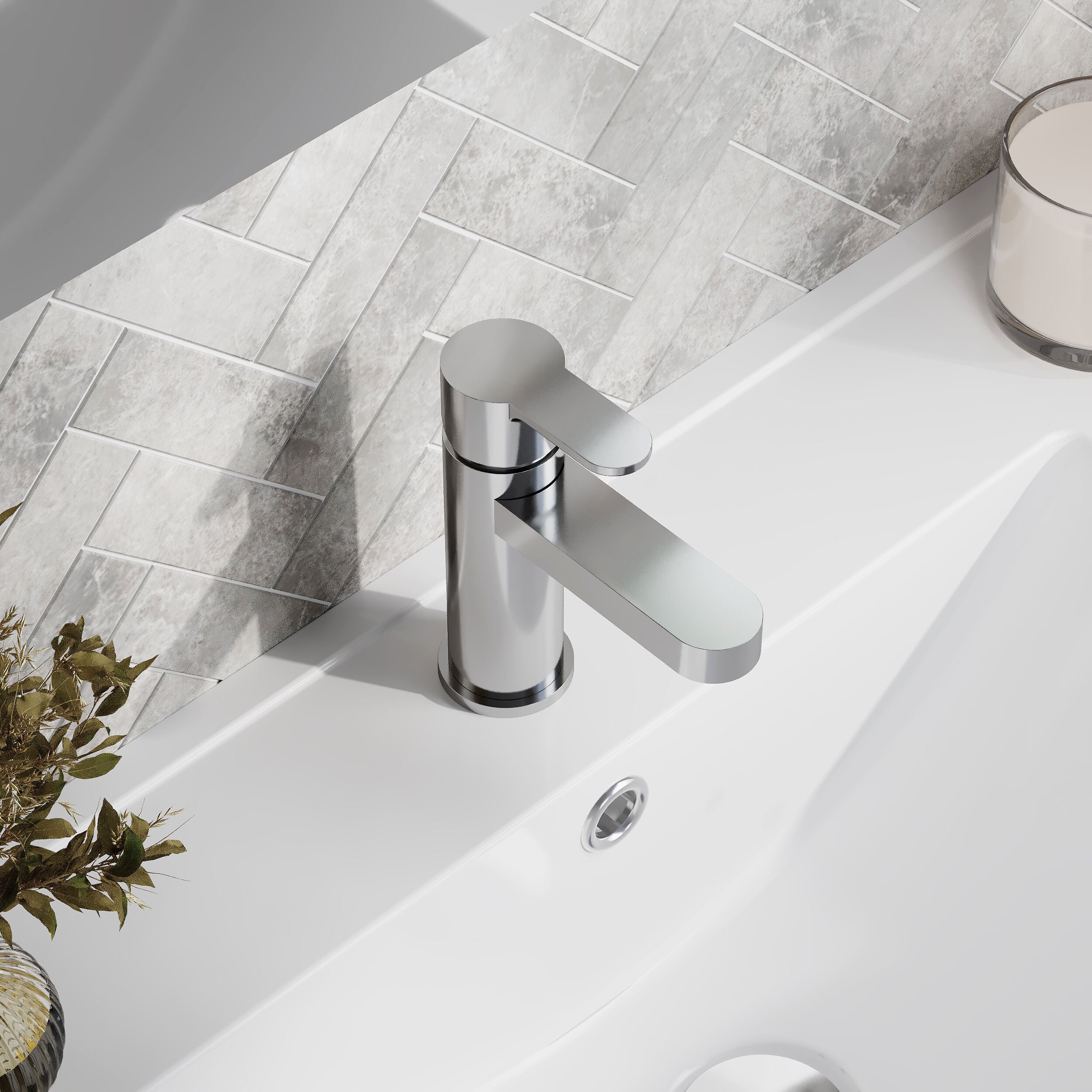 Astor Mini Mono Basin Mixer Tap with Push Button Waste - Chrome