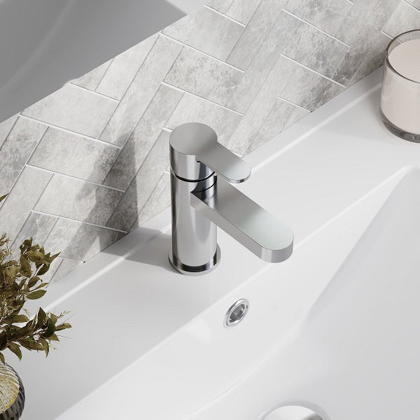 Astor Mini Mono Basin Mixer Tap with Push Button Waste - Chrome