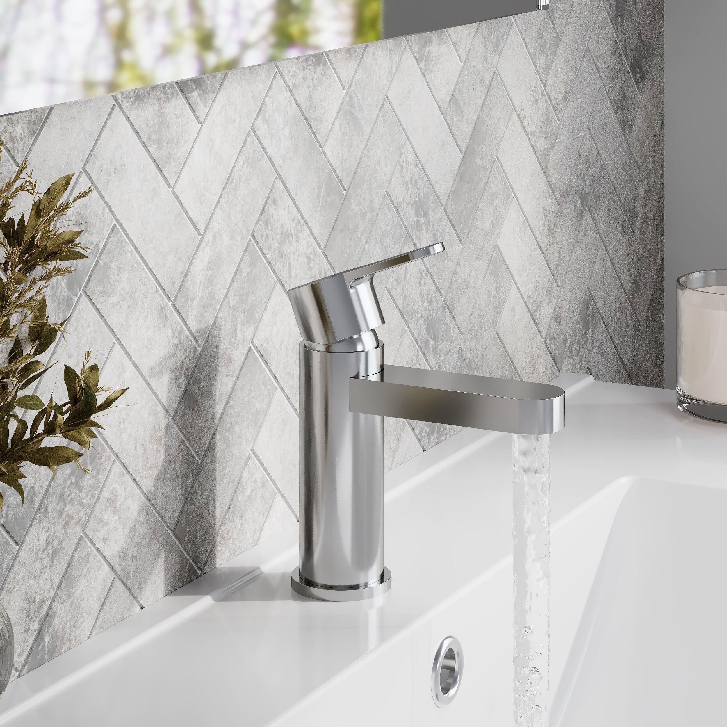 Astor Mini Mono Basin Mixer Tap with Push Button Waste - Chrome