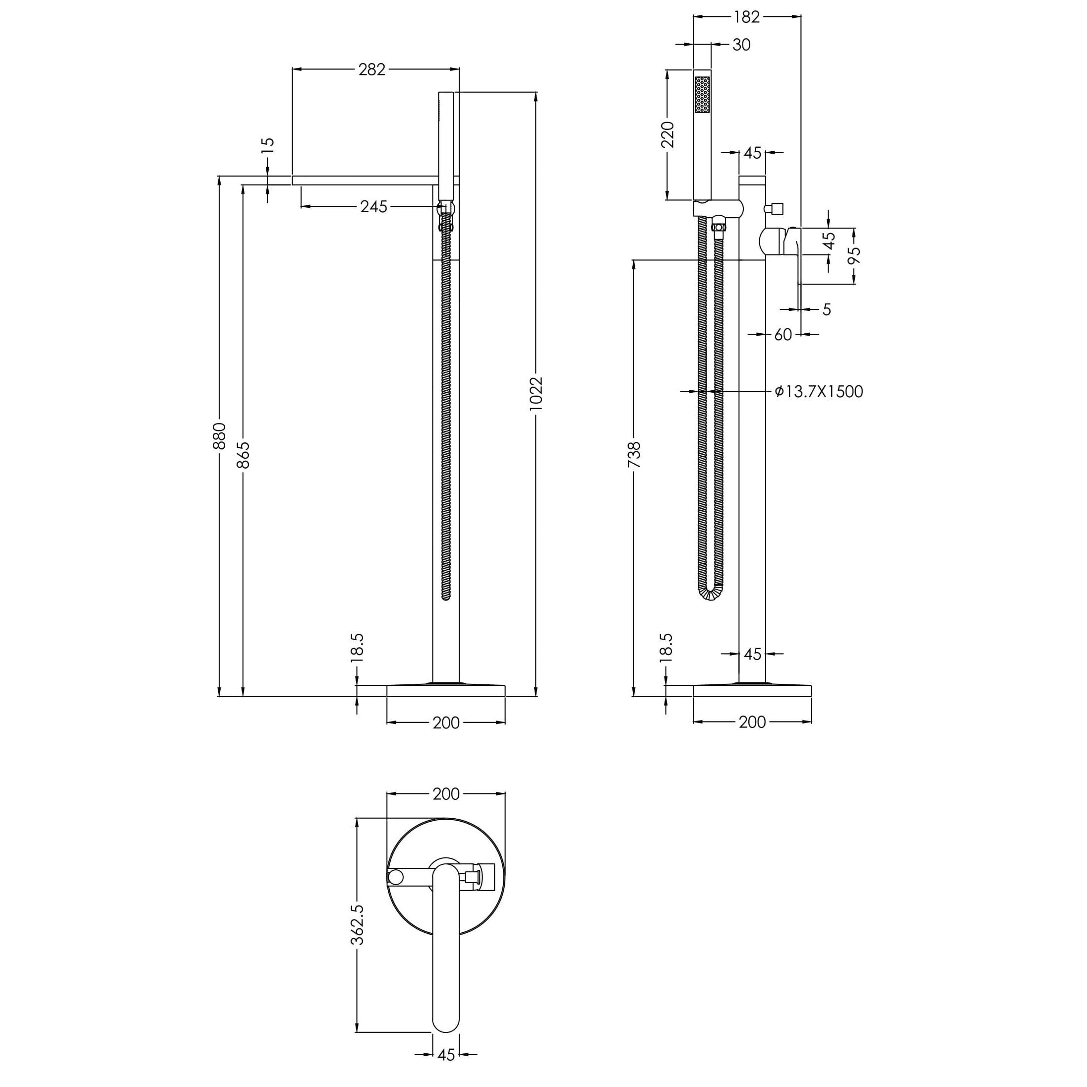 Astor Floor Mounted Bath Shower Mixer Tap With Handset
