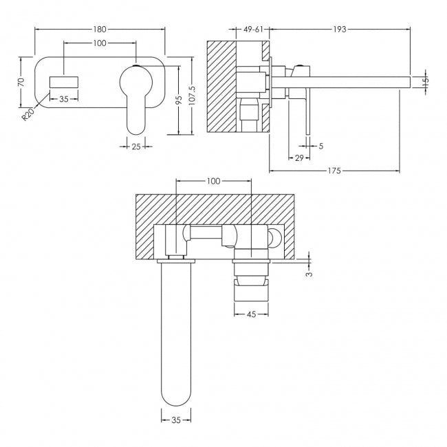 Astor 2 Hole Wall Mounted Basin Mixer Tap With Plate