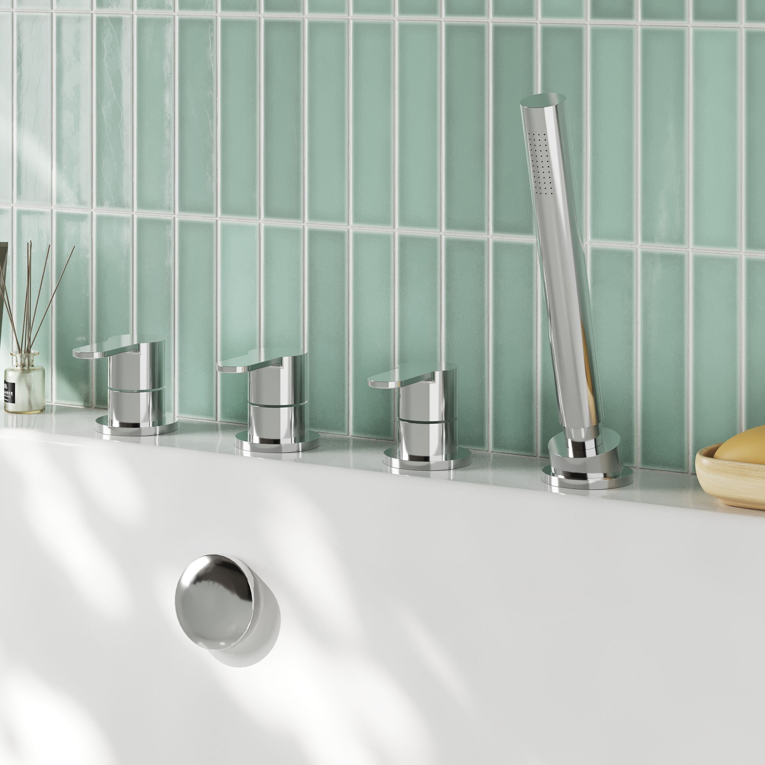 Astor 4 Hole Deck Mounted Bath Shower Mixer Tap - Chrome